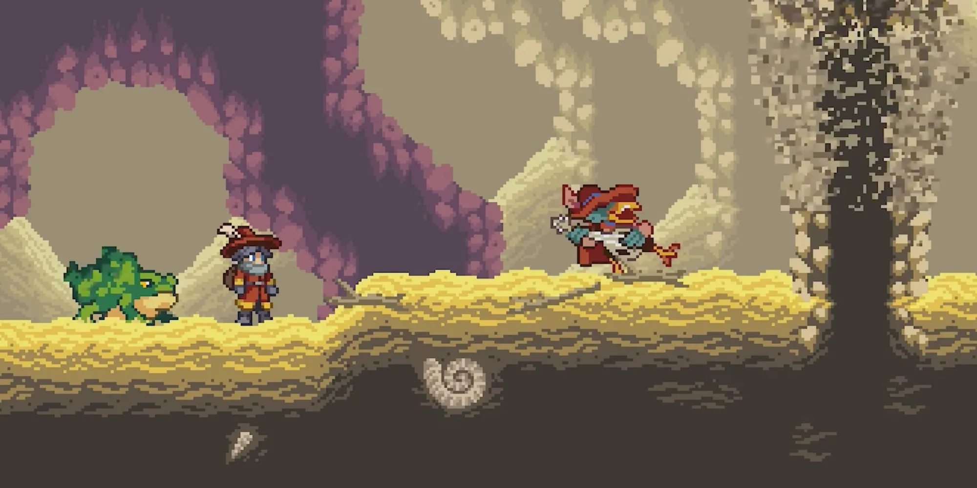 Giao diện chiến đấu theo lượt với quái vật đồng hành trong game Monster Sanctuary