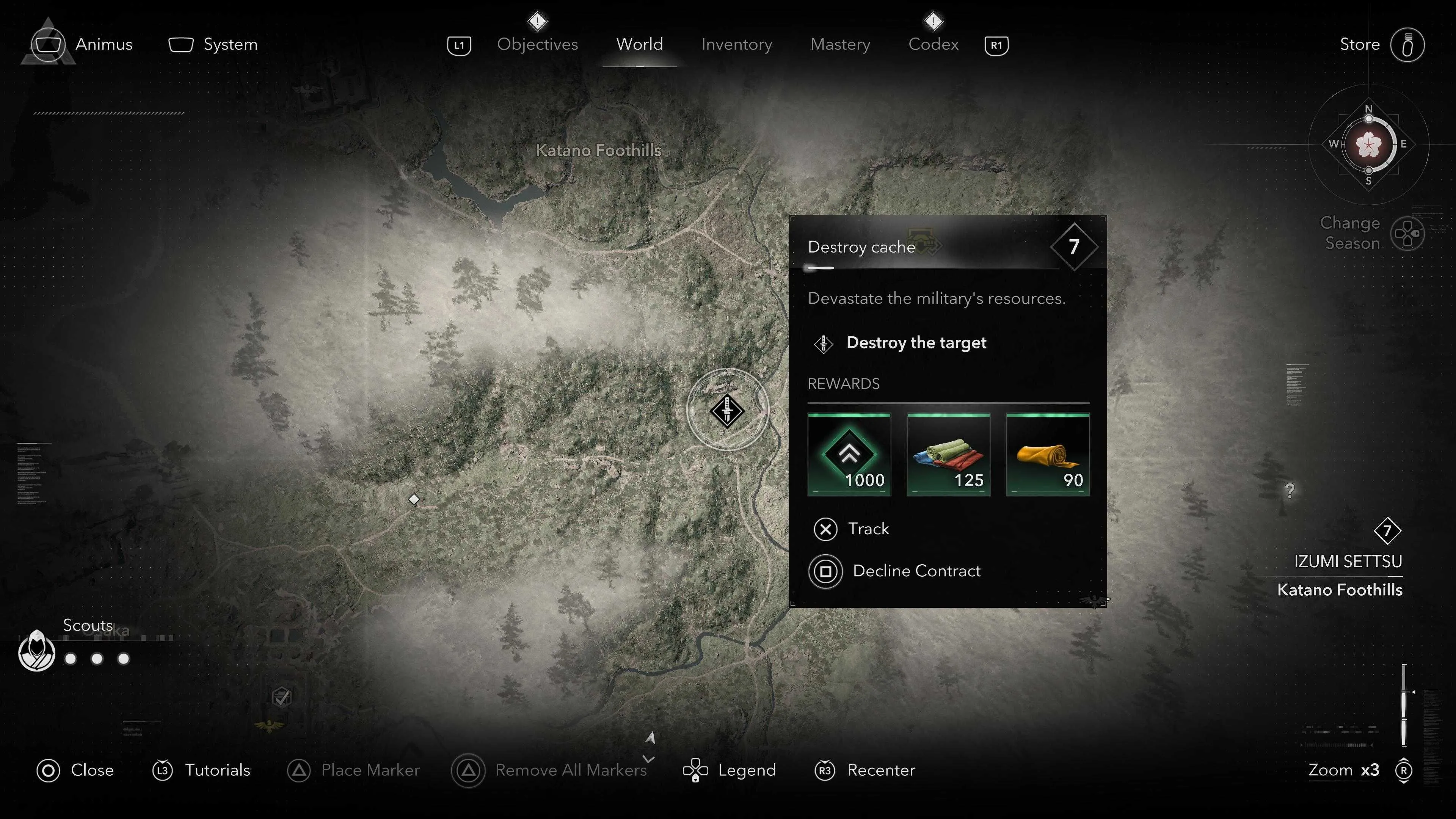 Giao diện một hợp đồng trong game Assassin's Creed Shadows