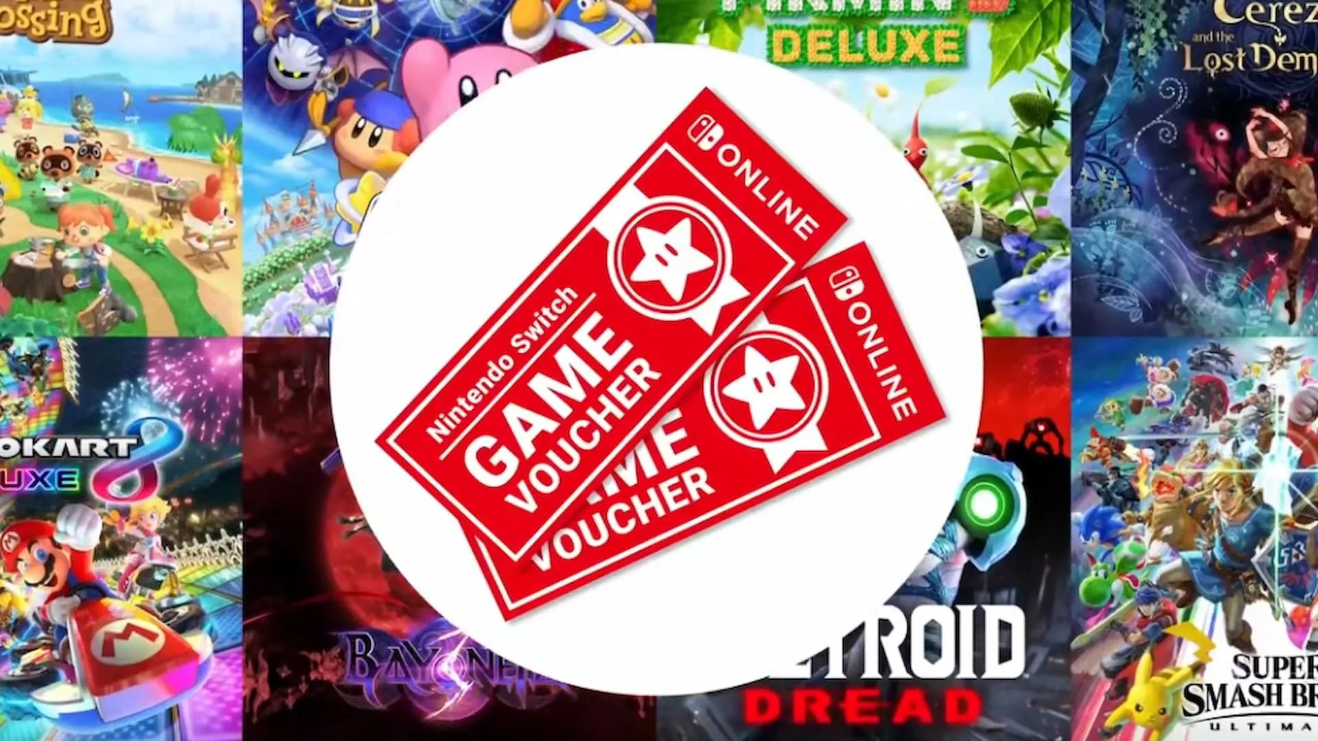 Giao diện Nintendo eShop hiển thị các voucher game cho Nintendo Switch và thông tin về việc chúng không thể sử dụng cho các tựa game Switch 2