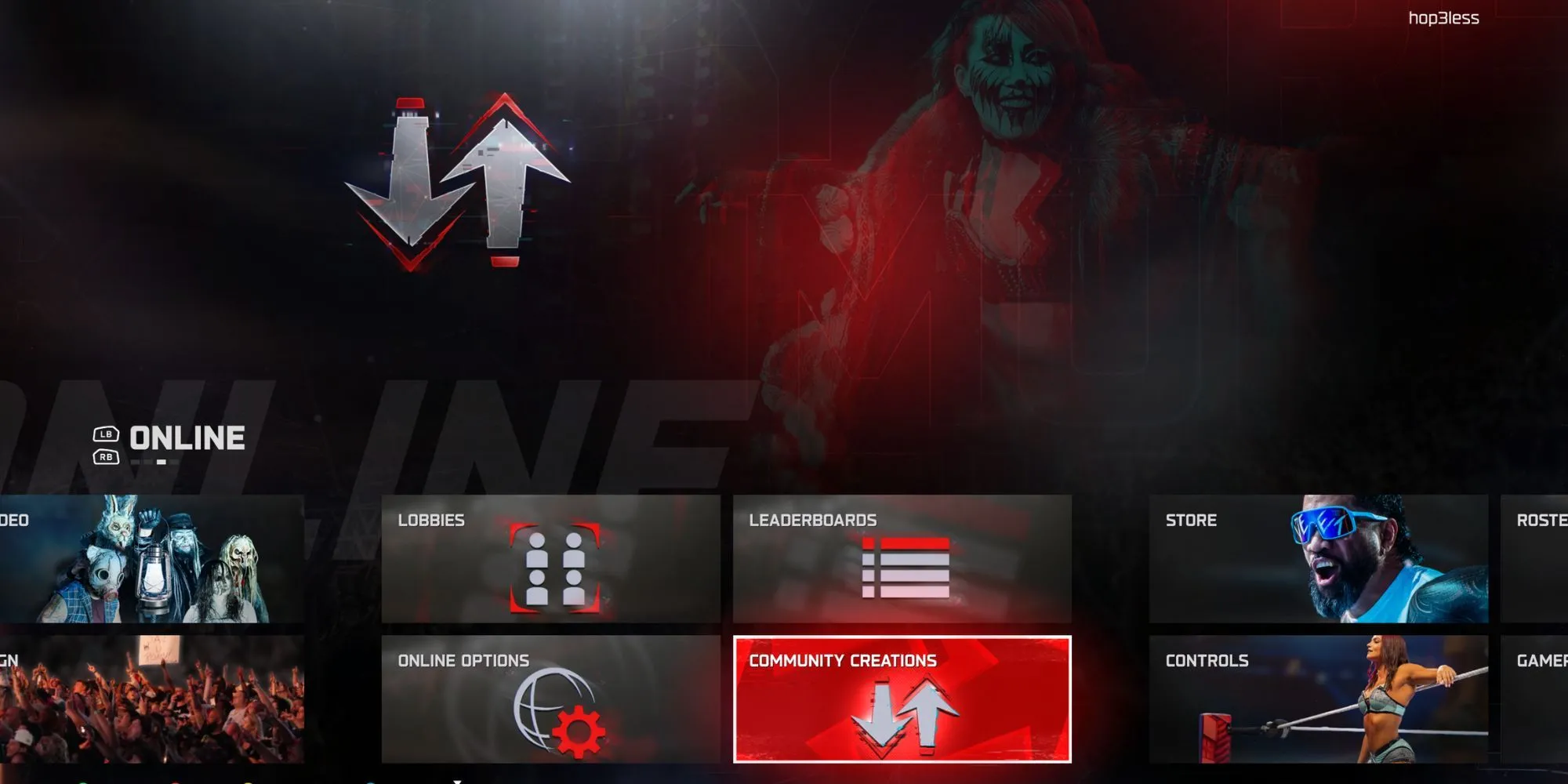Giao diện tải đô vật tùy chỉnh trong mục Community Creations của WWE 2K25
