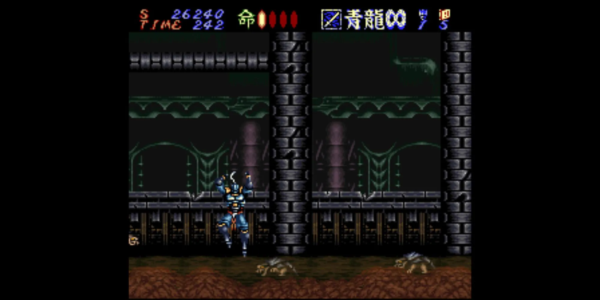 Hagane: The Final Conflict trên SNES với hình ảnh người máy ninja Hagane