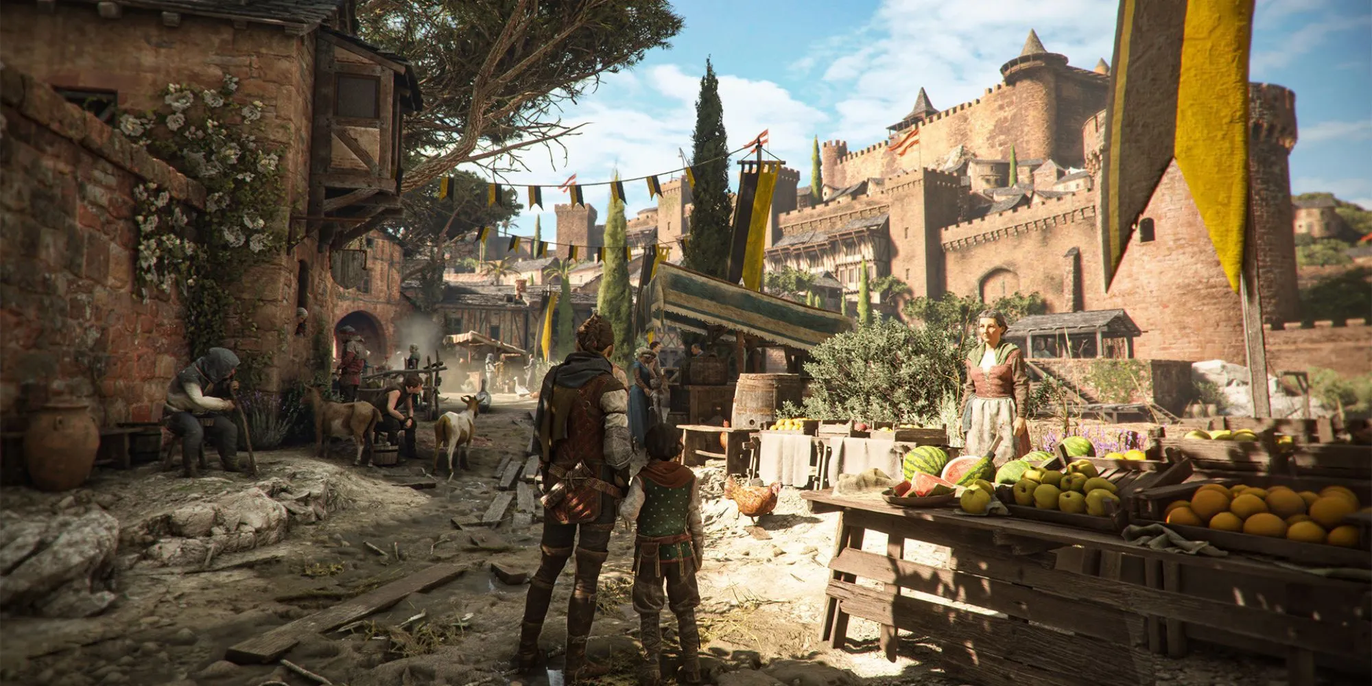 Hai nhân vật chính Amicia và Hugo trong A Plague's Tale: Requiem ẩn mình trong bóng tối, đối mặt với cảnh tượng kinh hoàng