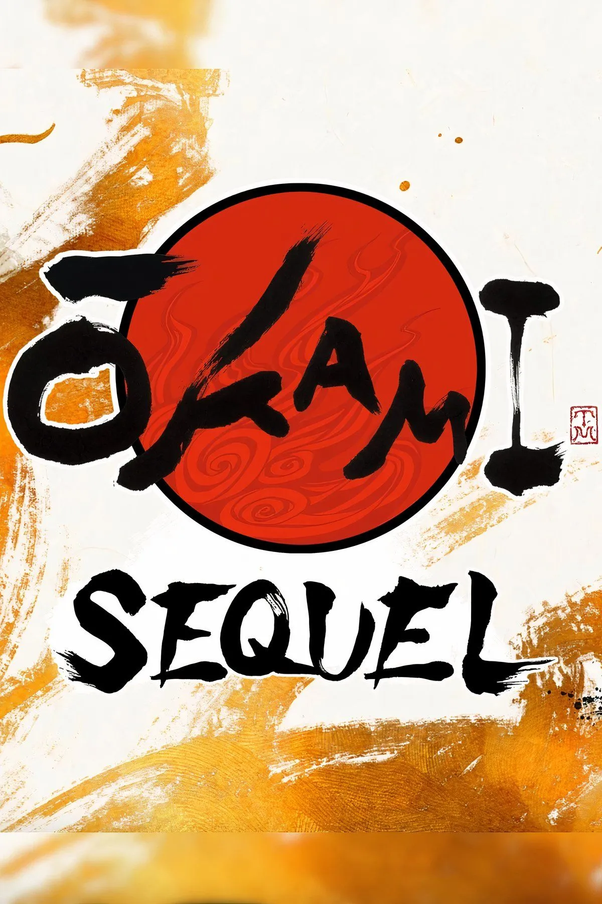 Hideki Kamiya và logo Clovers Studio bên cạnh hình ảnh Amaterasu từ Okami