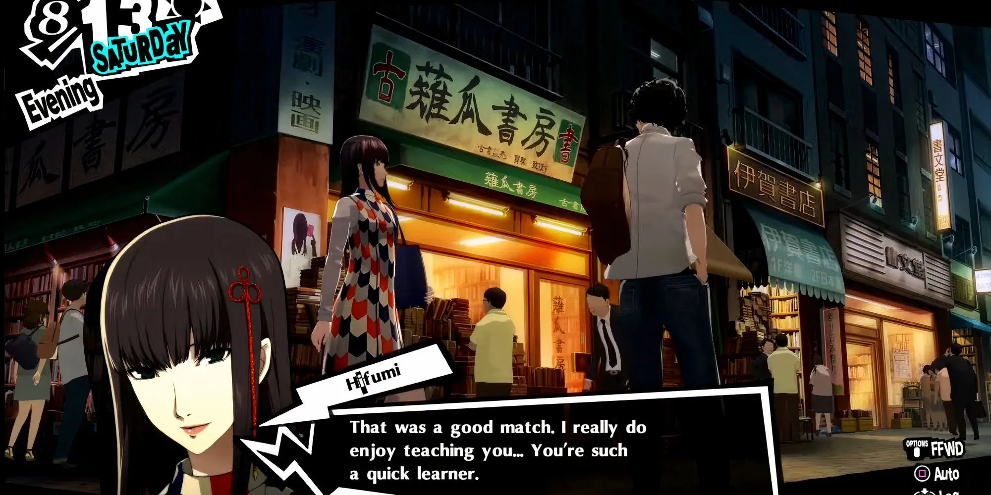 Hifumi dẫn Joker đến Jinbocho trong Persona 5 Royal