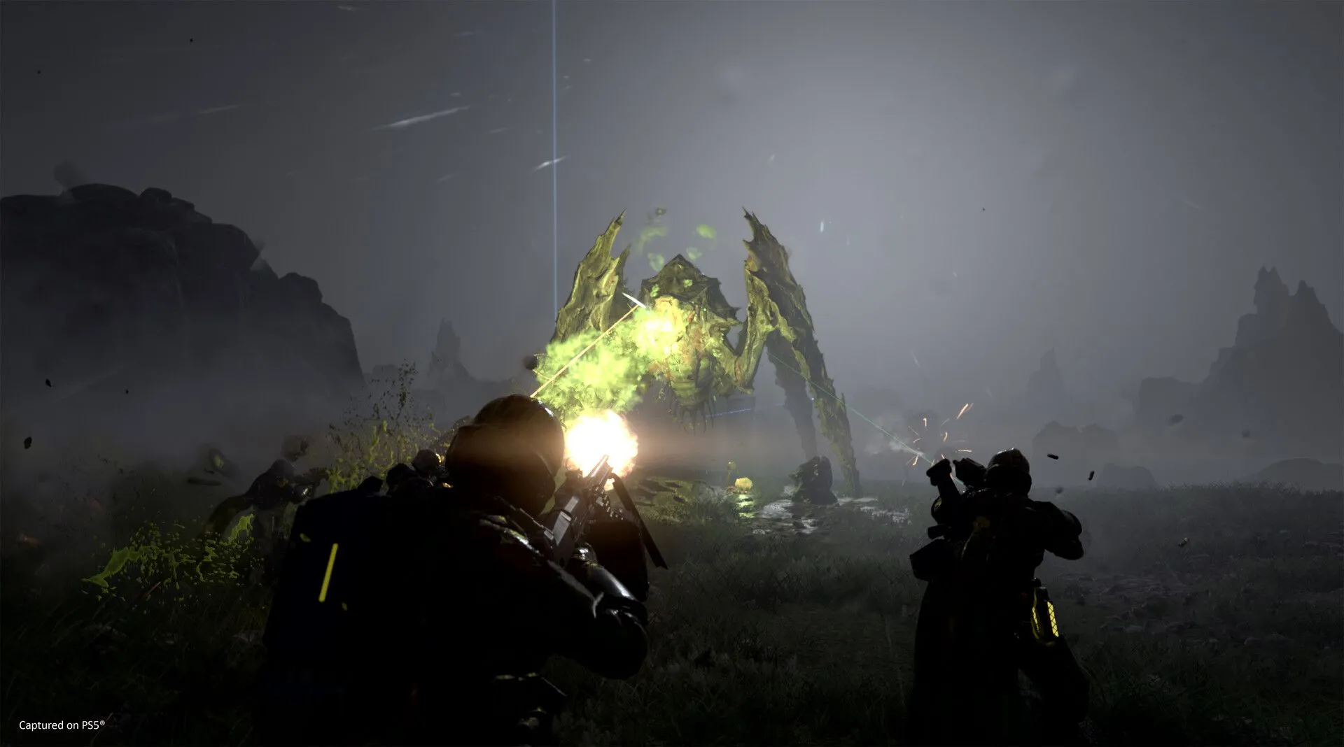 Hình ảnh chiến binh Helldivers 2 trong một trận chiến căng thẳng