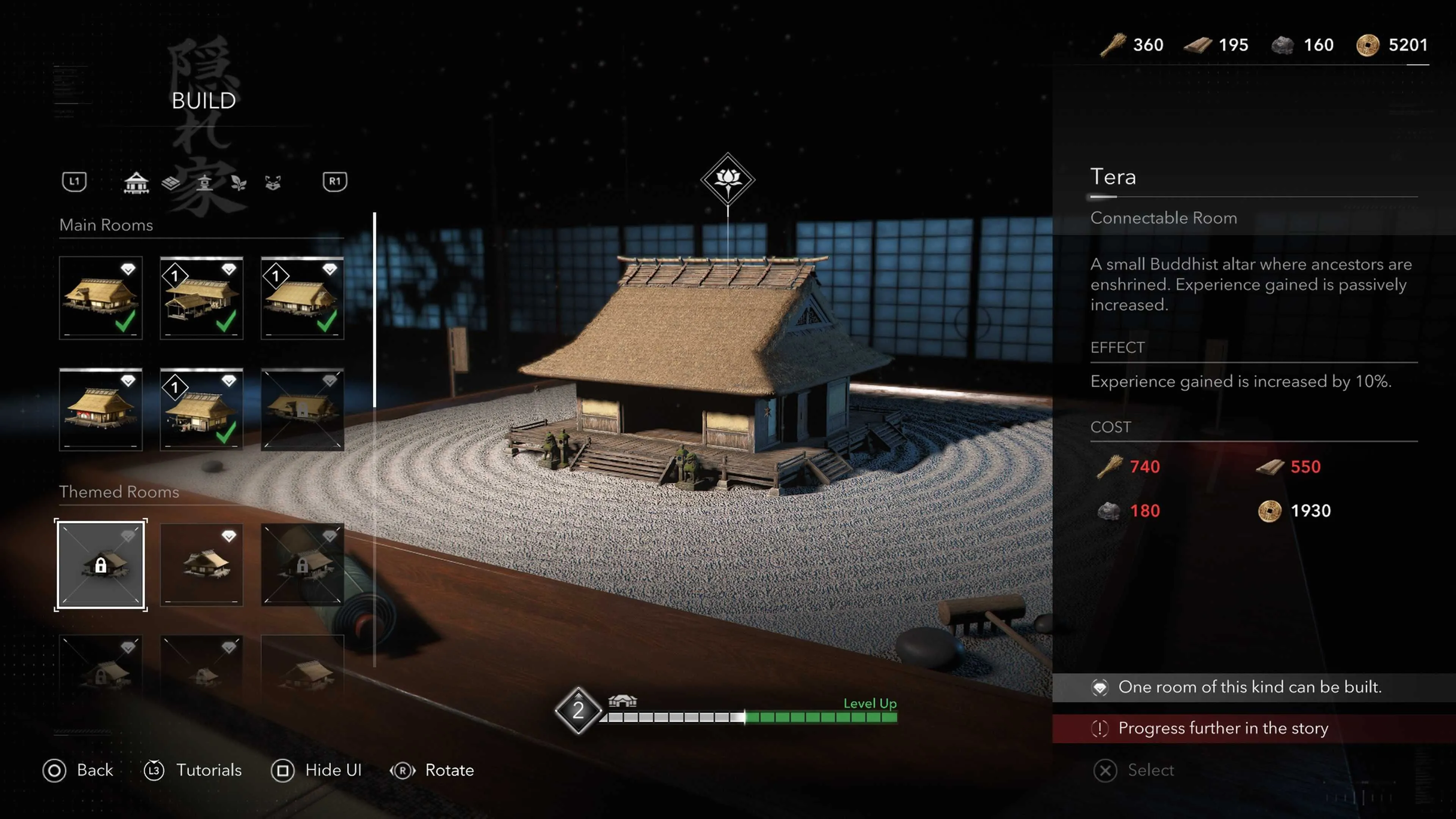 Hình ảnh công trình Tera trong Assassin's Creed Shadows tại khu ẩn náu