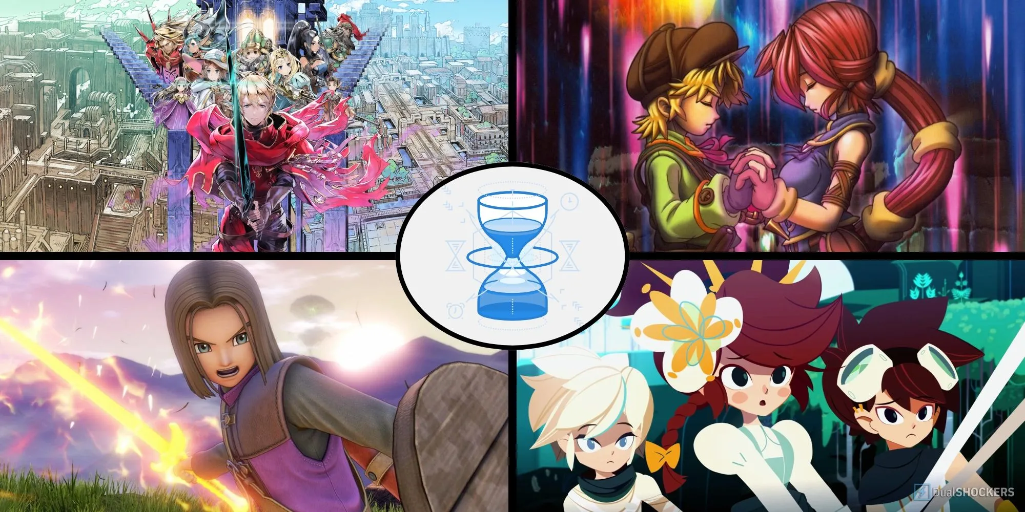 Hình ảnh đại diện cho các JRPG có cơ chế du hành thời gian, thể hiện sự phức tạp và hấp dẫn của yếu tố này.