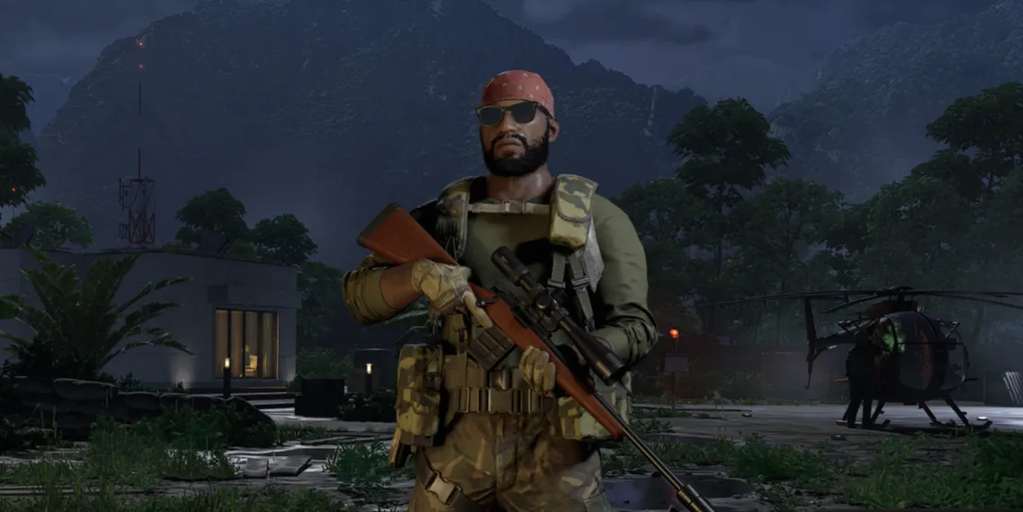Hình ảnh game Gray Zone Warfare, minh họa môi trường rừng rậm nhiệt đới hậu tận thế tại hòn đảo Lamang.