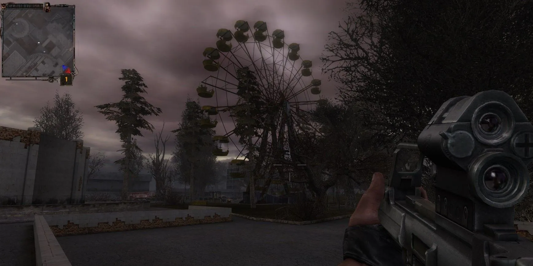 Hình ảnh game STALKER: Shadow of Chernobyl, khắc họa không khí u ám và nguy hiểm của Vùng Loại trừ Chernobyl.