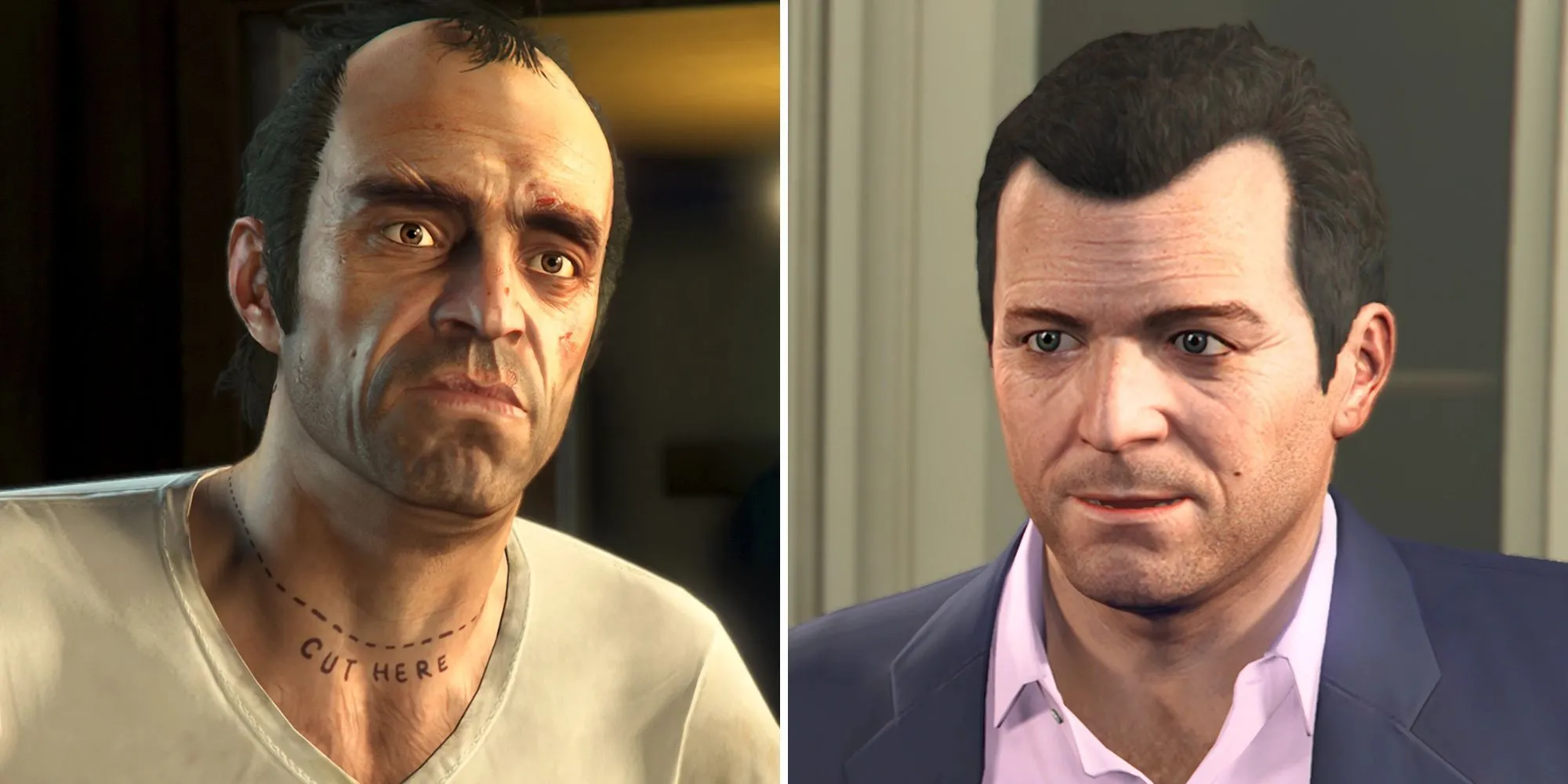 Hình ảnh minh họa ba nhân vật chính Michael, Franklin, và Trevor trong Grand Theft Auto 5