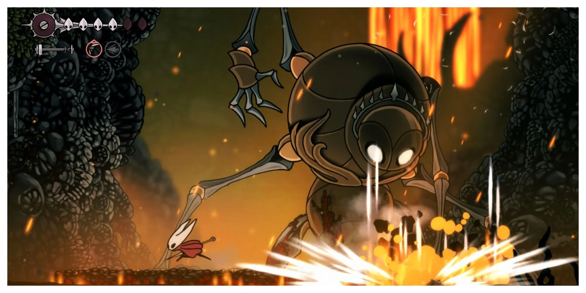Hình ảnh nghệ thuật hoặc screenshot từ game Hollow Knight: Silksong, tập trung vào nhân vật Hornet