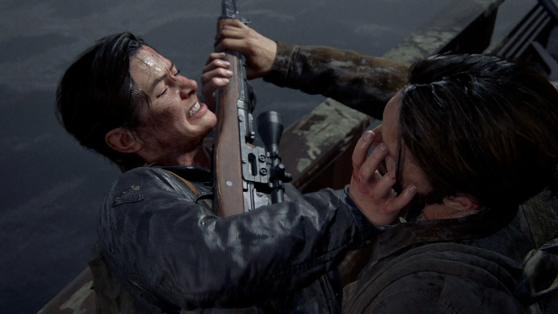 Hình ảnh The Last of Us Part 2 Remastered với nhân vật Ellie trong một khung cảnh căng thẳng