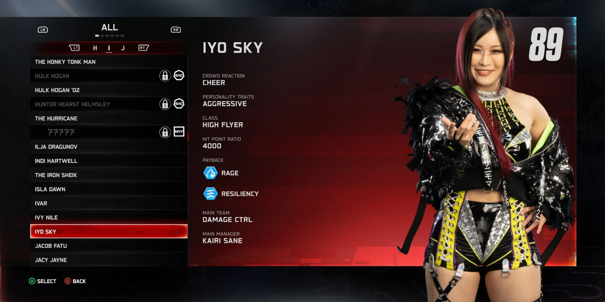 Io Sky thực hiện một pha bay lượn đặc trưng của phong cách High Flyer trong WWE 2K25