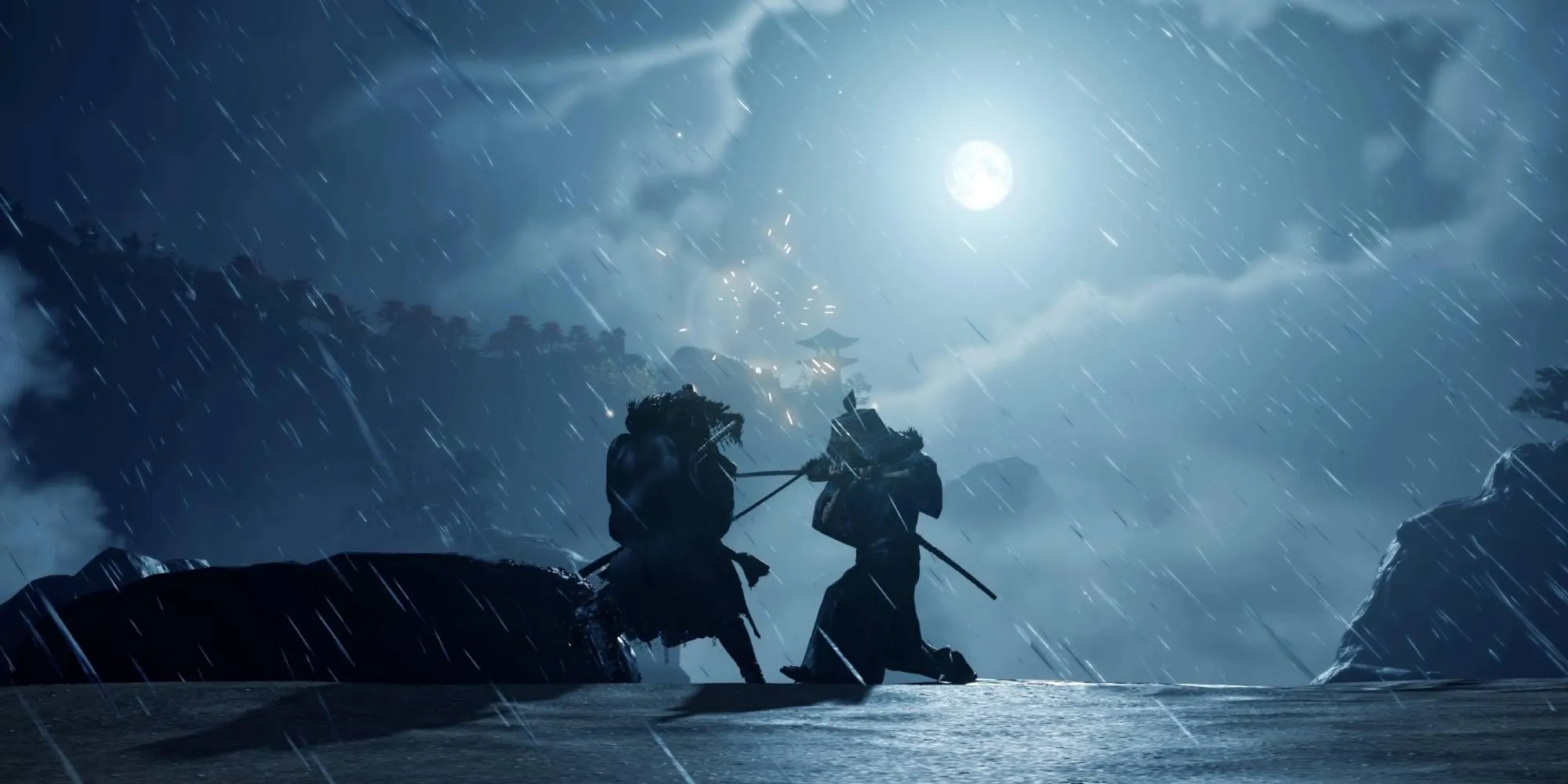 Jin Sakai đối mặt với Ryuzo trong trận Quyết Đấu Sóng Vỗ trong Ghost of Tsushima