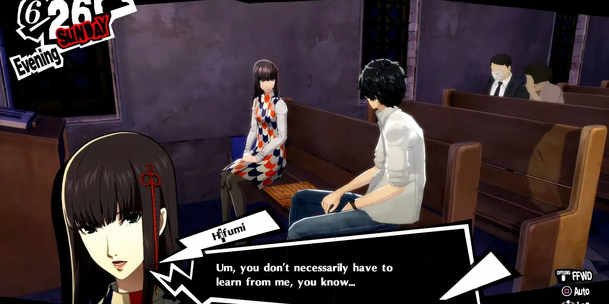 Joker hỏi Hifumi dạy chơi shogi trong Persona 5 Royal