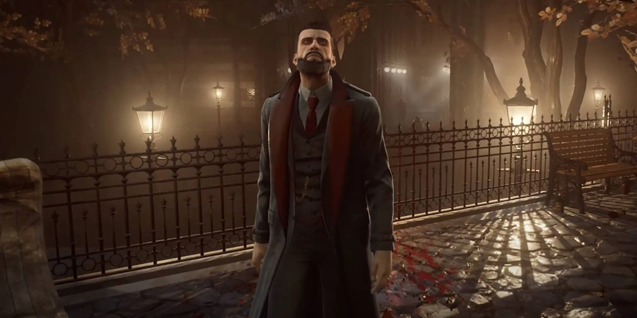 Jonathan Reid đứng ngoài trời trong Vampyr