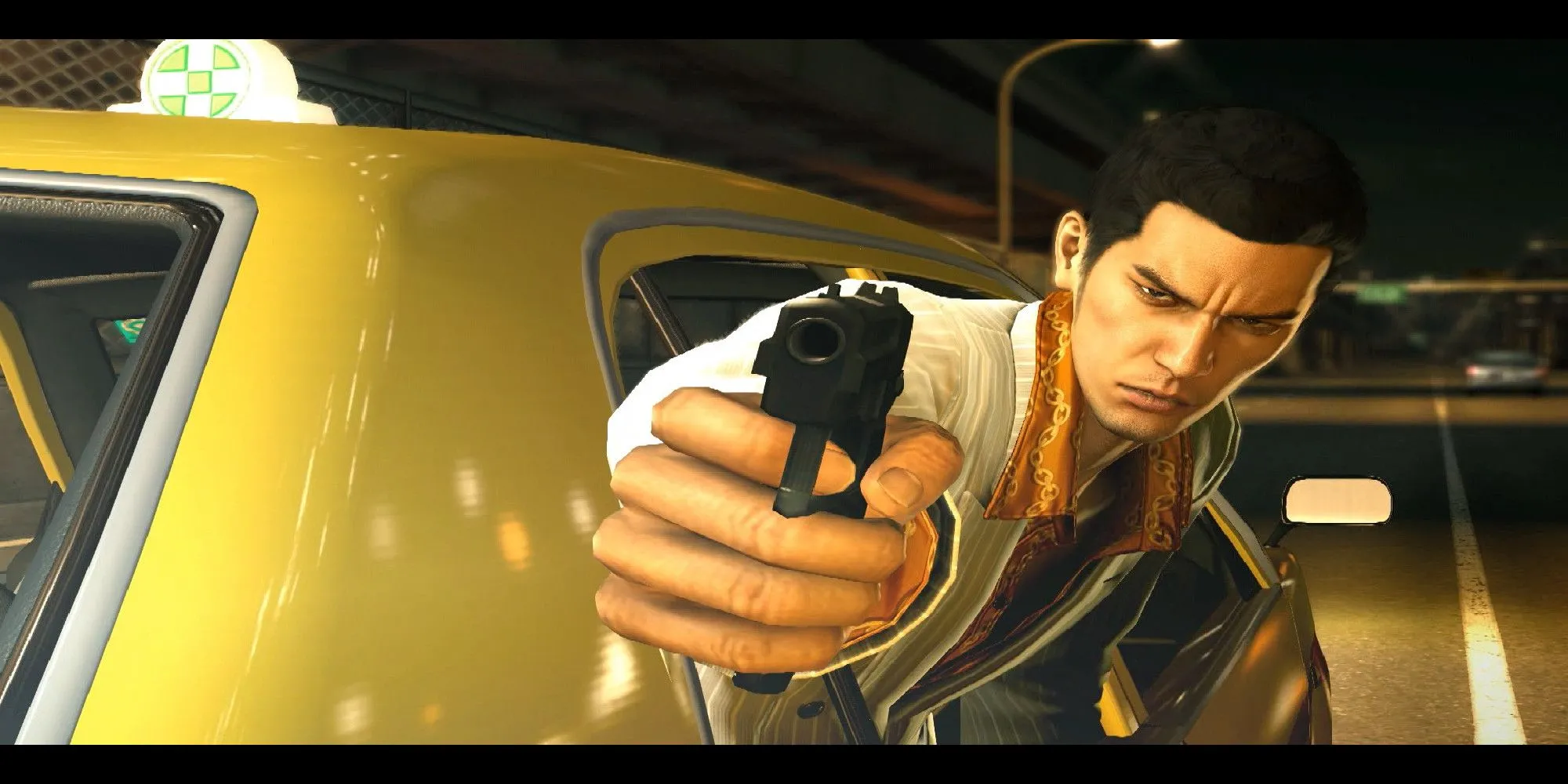 Kazuma Kiryu chiến đấu từ trên xe trong Yakuza 0