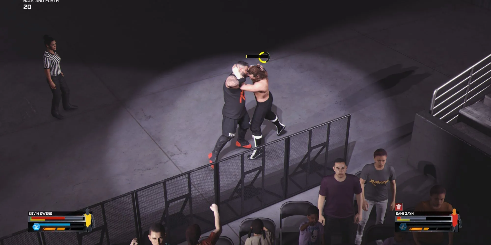 Kevin Owens và Sami Zayn đối đầu trong WWE 2K25, minh họa cho yếu tố giải trí thể thao