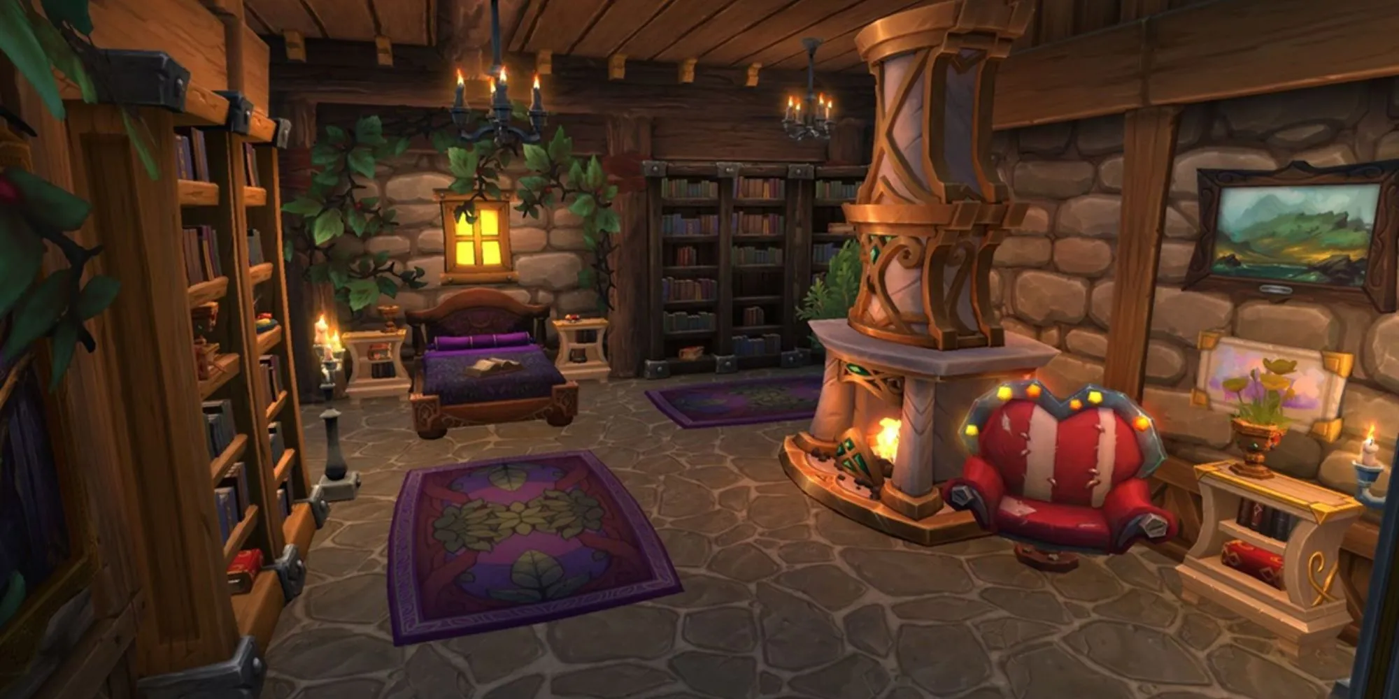 Không gian nhà ở ấm cúng mà người chơi có thể tạo ra trong WoW Midnight với tính năng player housing