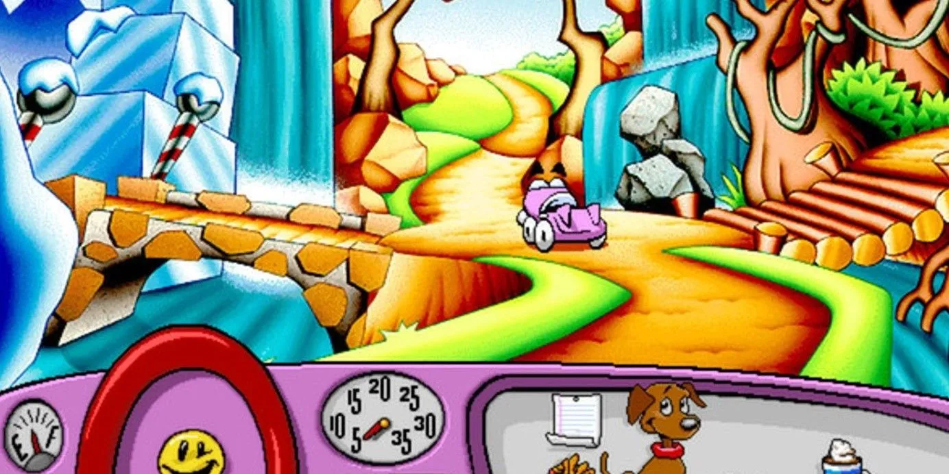 Khu vực đồng cỏ trong game giáo dục Putt-Putt Saves the Zoo