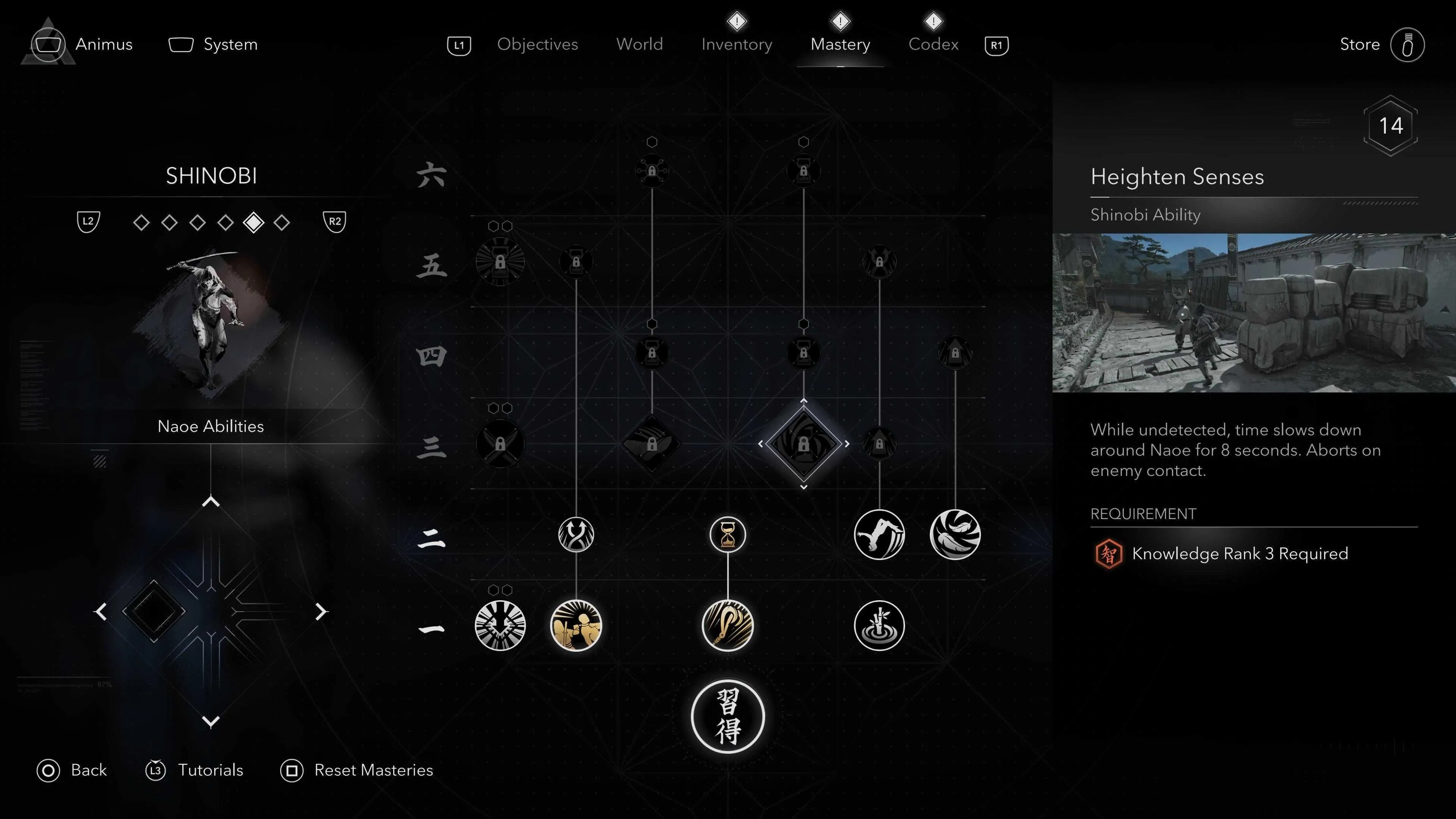 Kỹ năng Heighten Senses làm chậm thời gian trong Assassin's Creed Shadows