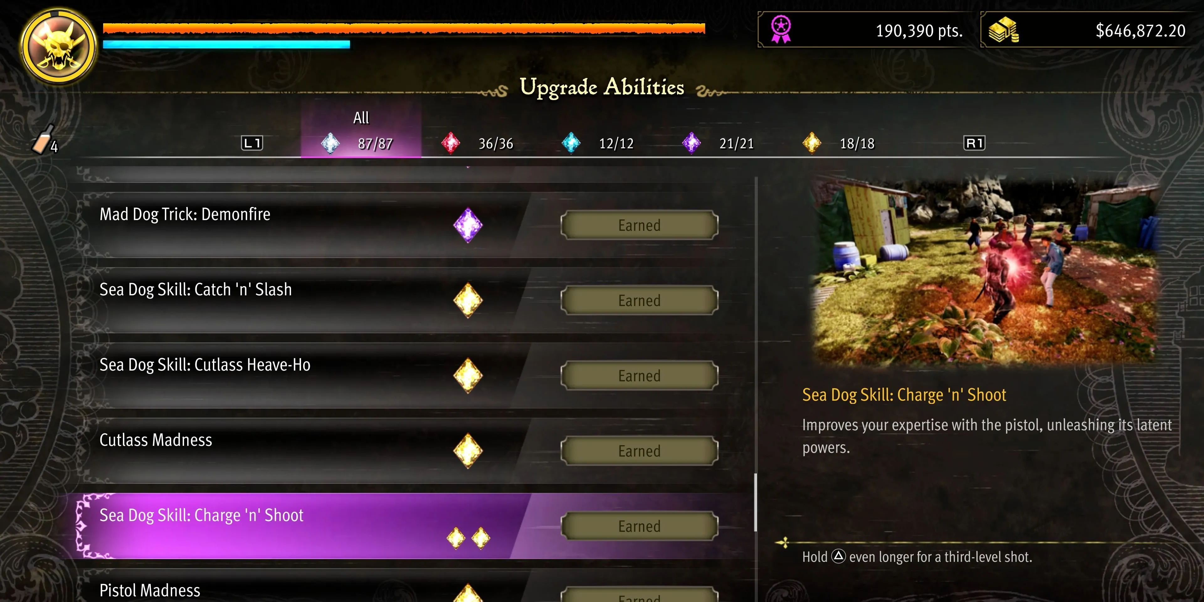 Kỹ năng Sea Dog Charge n Shoot Majima gồng súng bắn mạnh