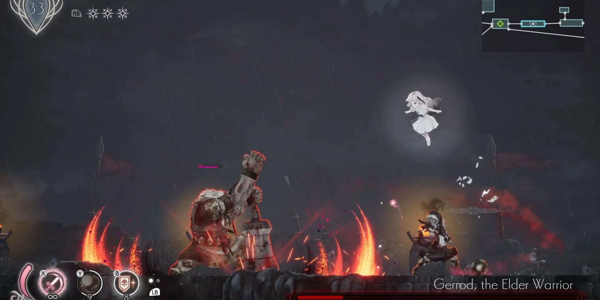 Lily and Siegrid fight Gerrod in Ender Lilies: Quietus of the Knights