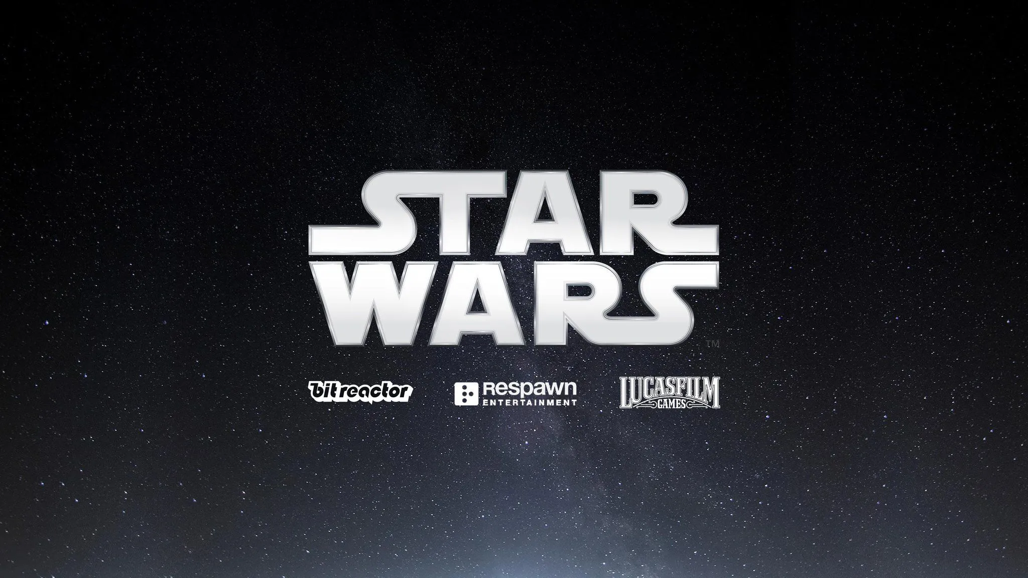 Logo Star Wars, Respawn và Lucasfilm Games trên nền vũ trụ, các đơn vị tham gia công bố game chiến thuật mới
