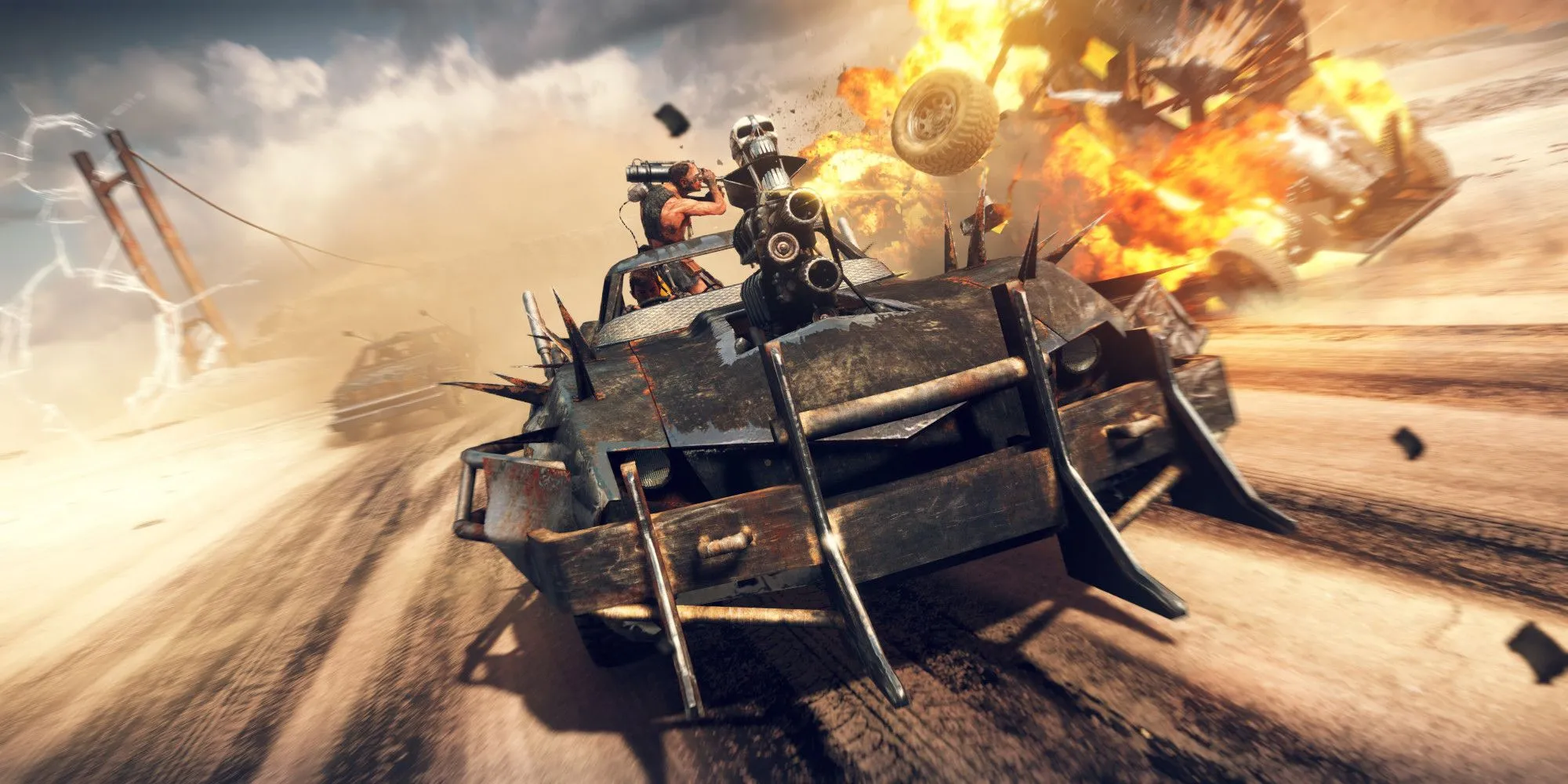 Mad Max lái xe và làm nổ tung một phương tiện khác