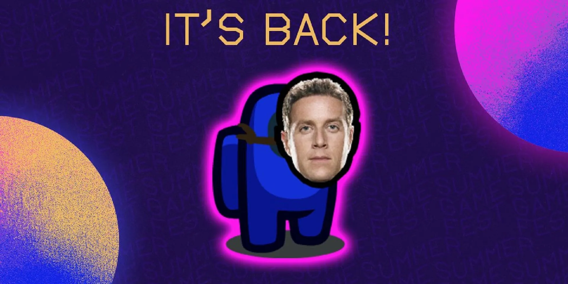 Mặt nạ Geoff Keighley trong Among Us, cosmetic game sự kiện hài hước