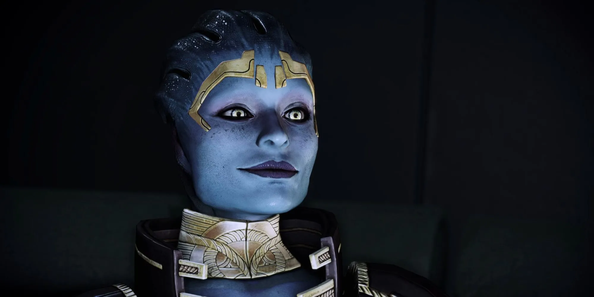 Morinith, một Asari Ardat-Yakshi từ Mass Effect 2, nhìn đầy bí ẩn.