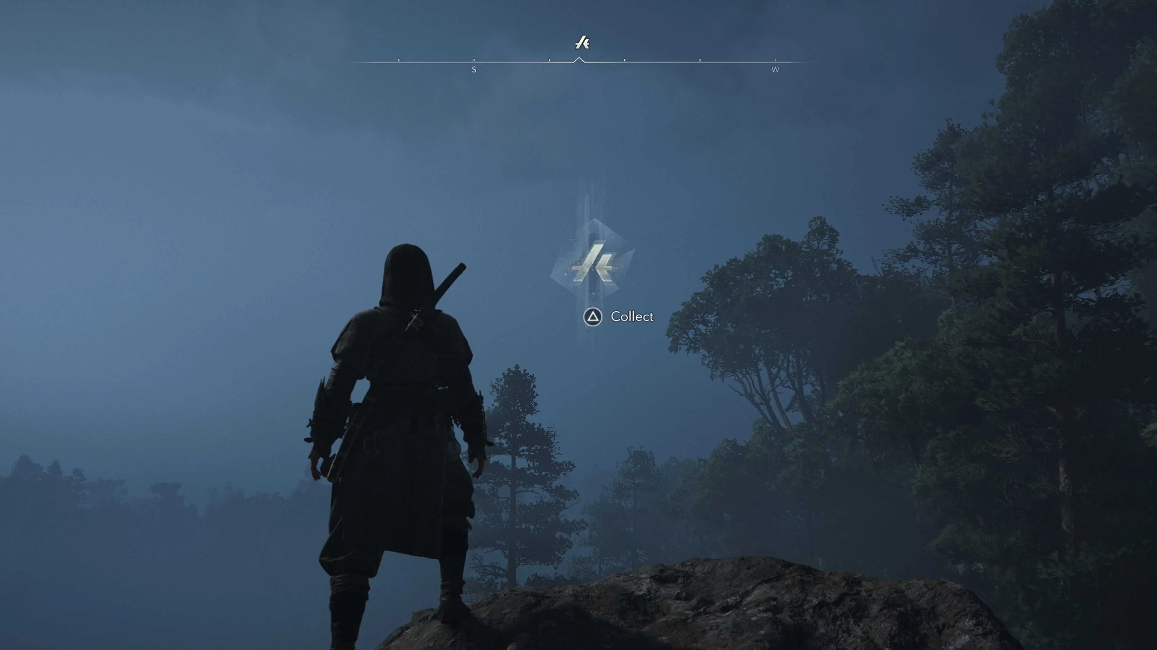 Một chiếc chìa khóa đang lơ lửng trong không trung, một vật phẩm thu thập được trong Assassin's Creed Shadows