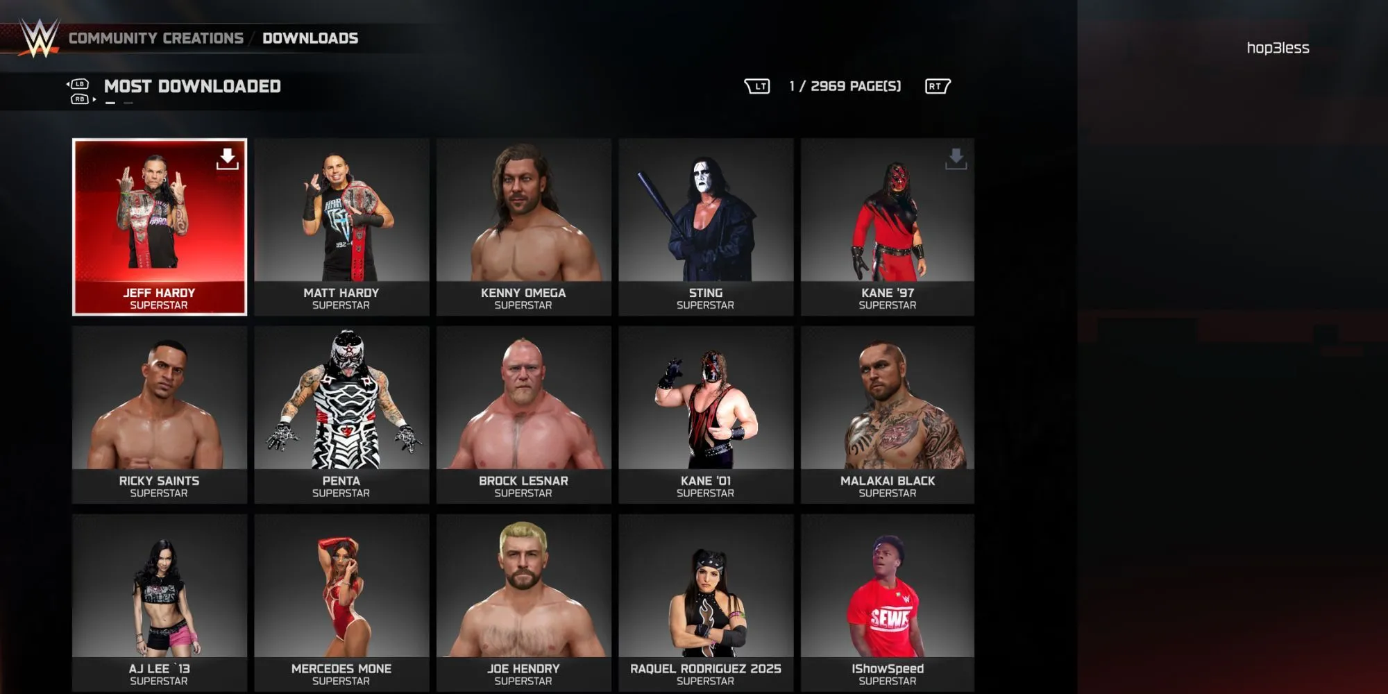 Một đô vật tùy chỉnh nổi tiếng được tạo bởi cộng đồng trong WWE 2K25