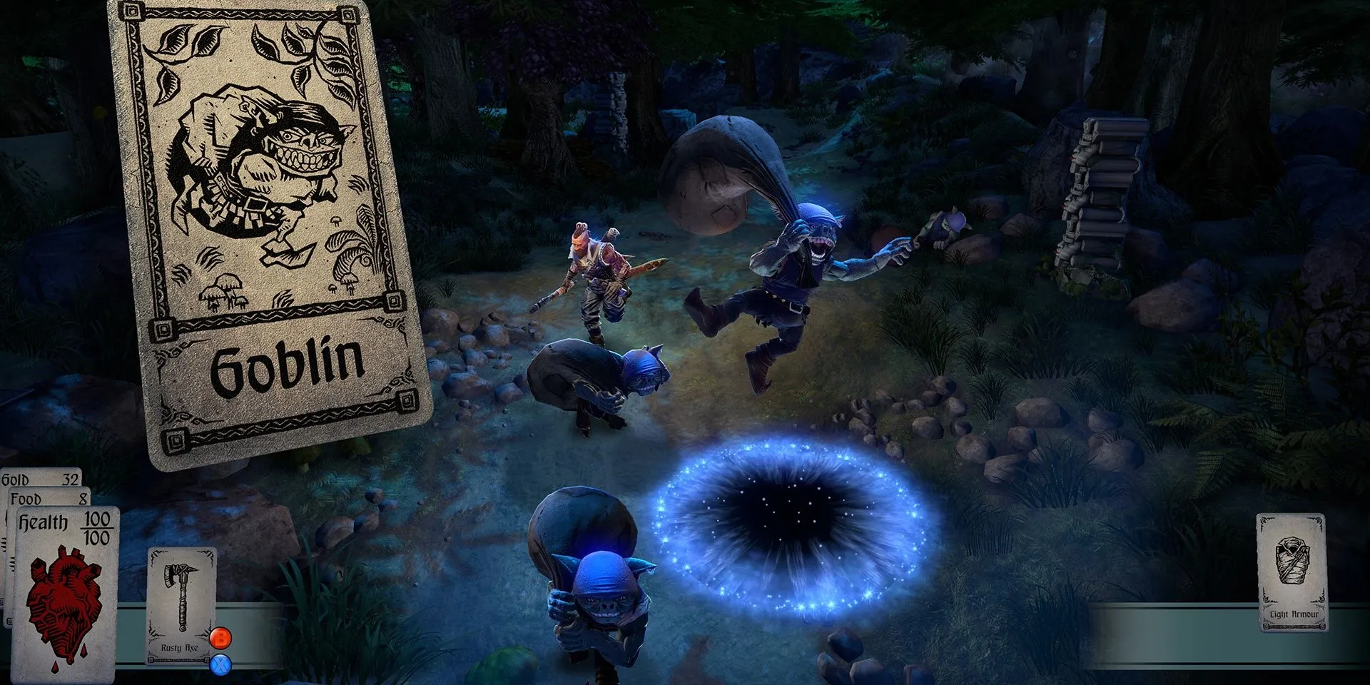 Một Goblin xuất hiện trong game Hand of Fate trước mặt người chơi