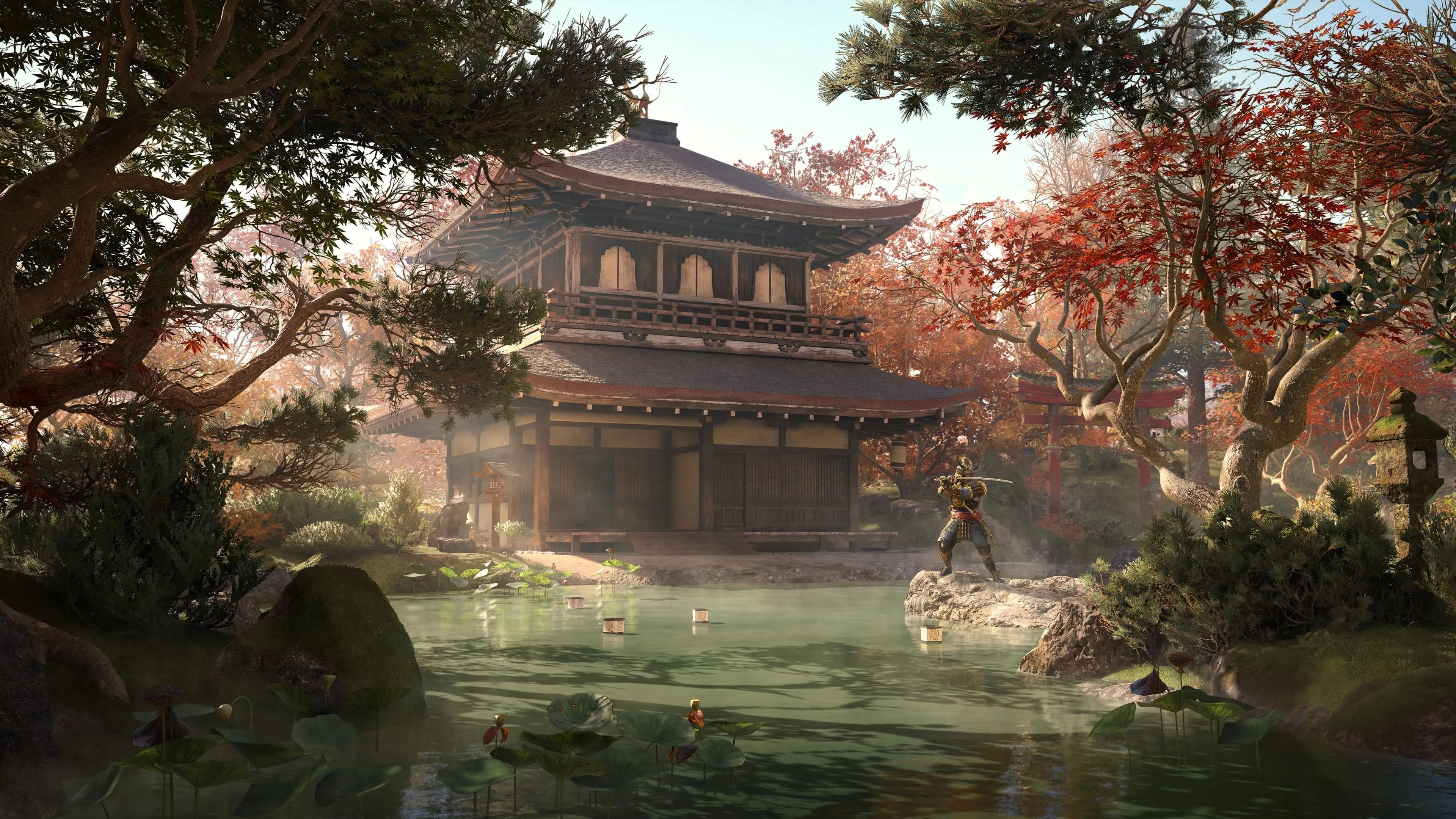 Một ngôi chùa Nhật Bản cổ kính và uy nghiêm trong Assassin's Creed Shadows