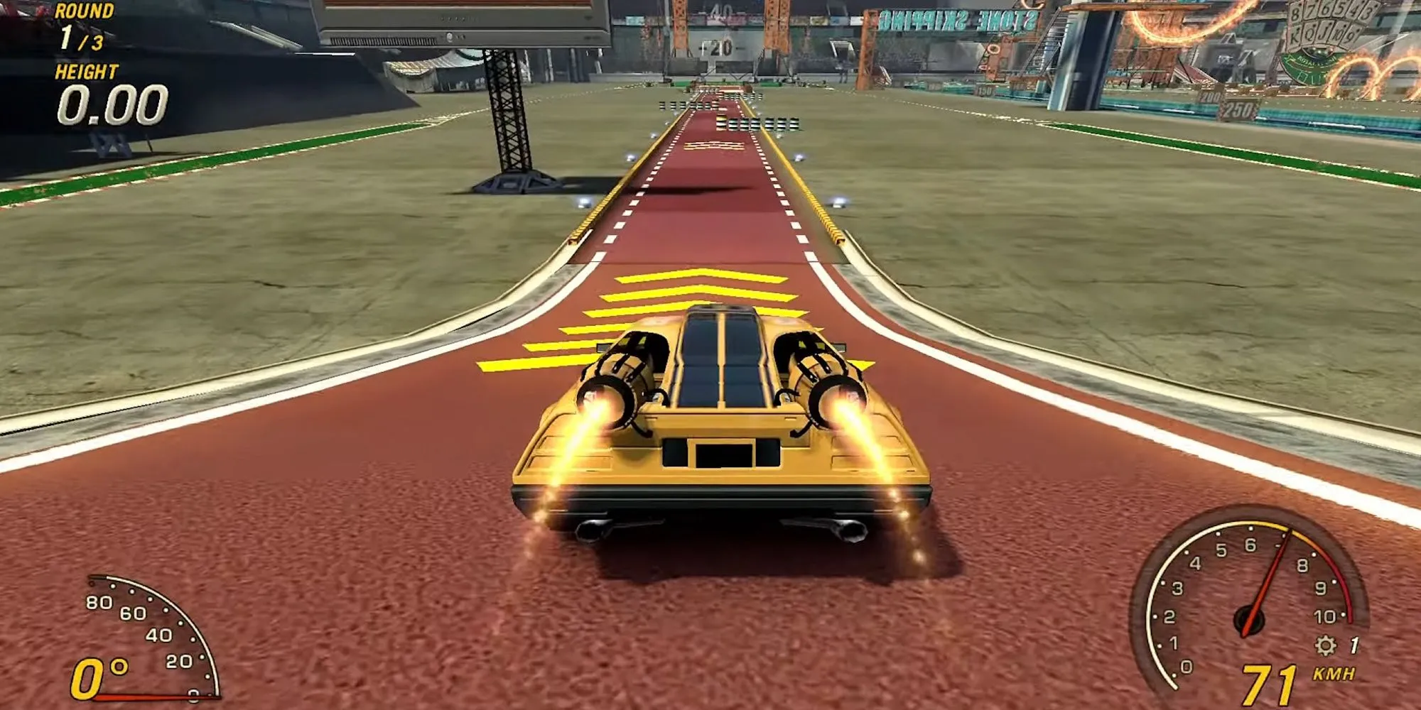 Một pha bay xe ấn tượng trong chế độ Stunt của game FlatOut Ultimate Carnage