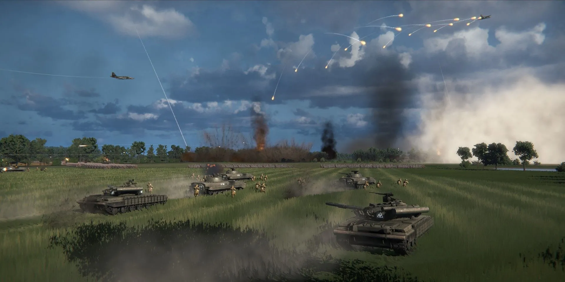 Một trận chiến ác liệt với xe tăng và trực thăng trong game chiến thuật Regiments
