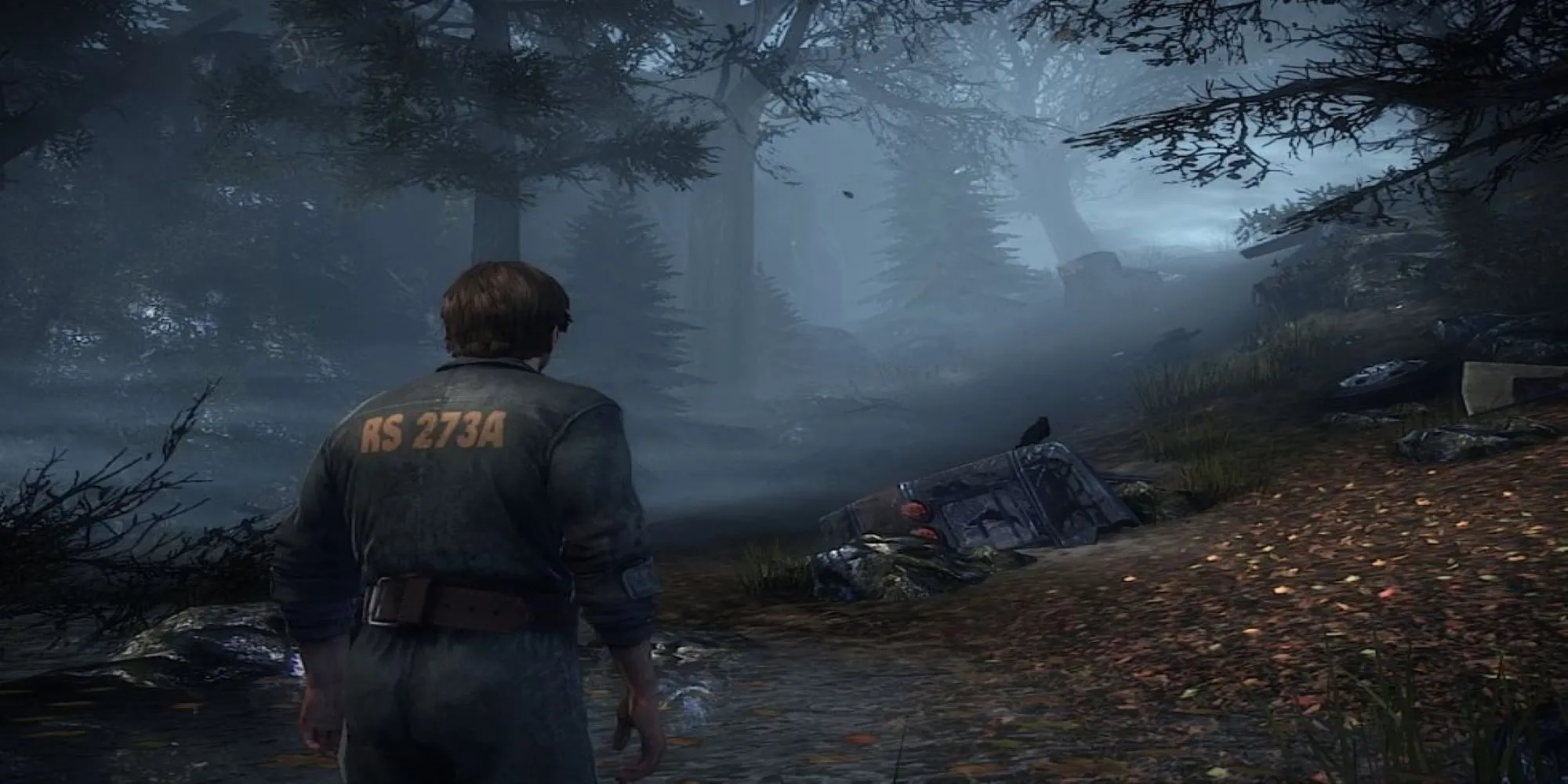 Murphy Pendleton từ Silent Hill Downpour sau khi xe bus chở tù nhân của anh ta gặp nạn bên ngoài Silent Hill