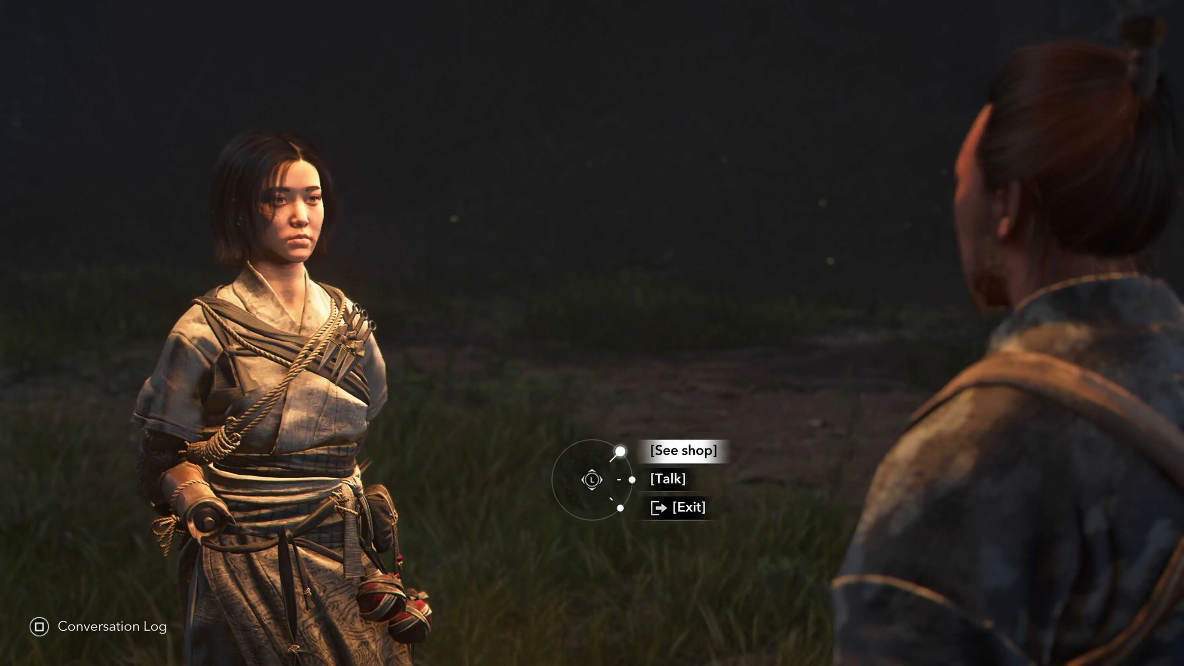 Naoe giao dịch và mua vật phẩm từ thương nhân trong Assassin's Creed Shadows