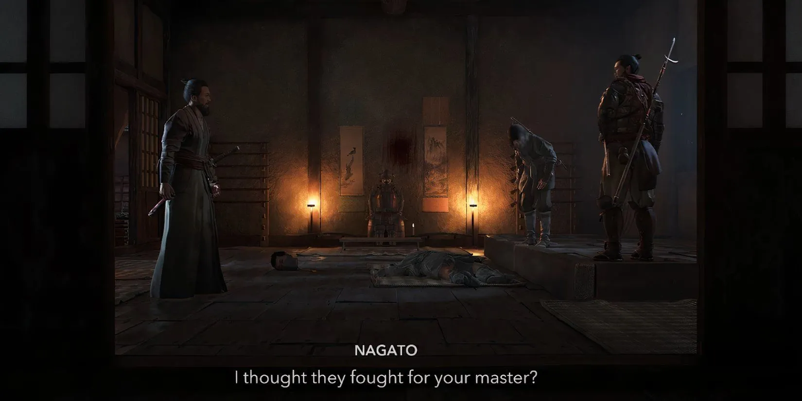 Naoe, Hanzo và Nagato nói chuyện trong Assassins Creed Shadows