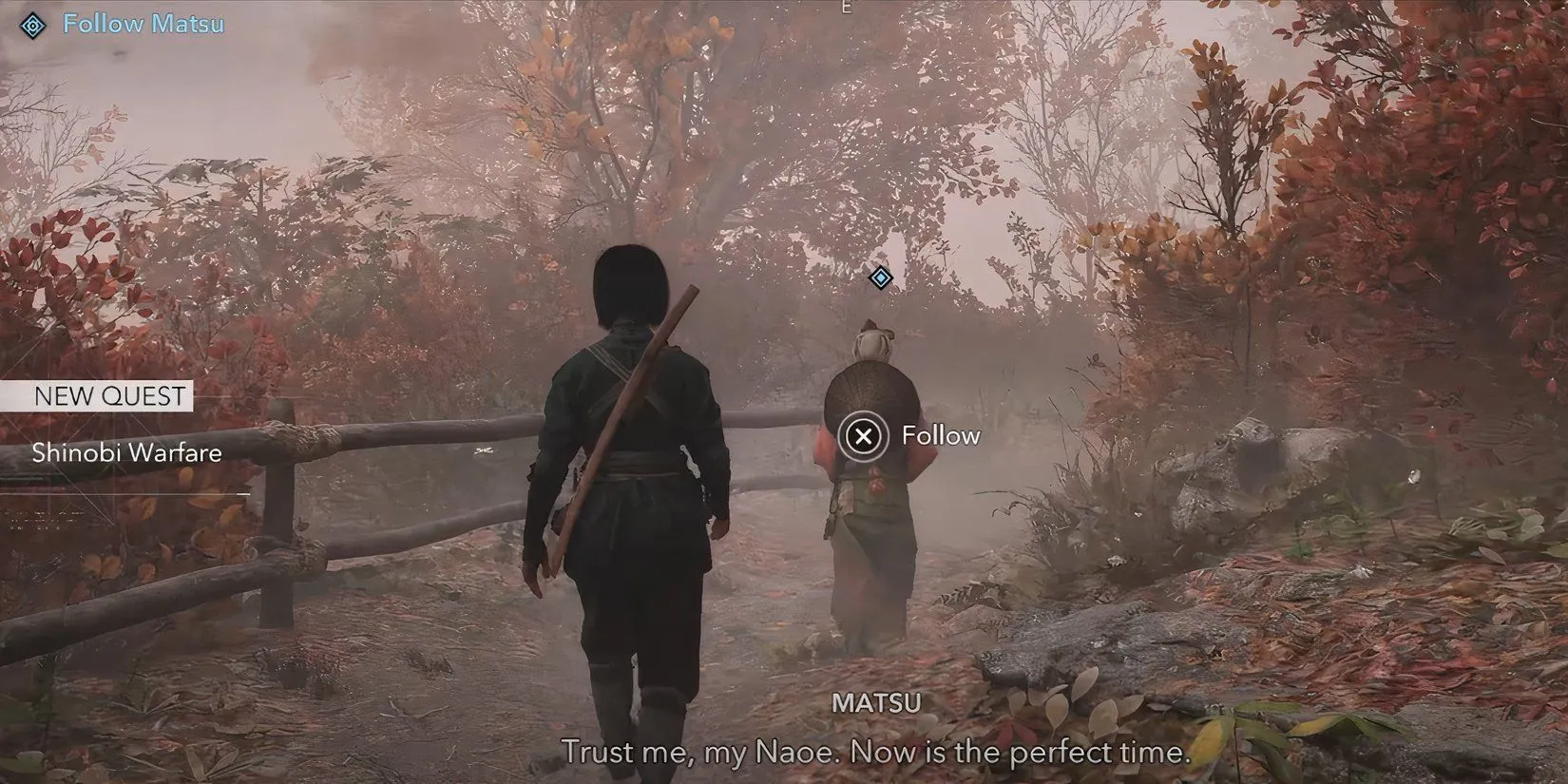 Naoe nói chuyện với dì Matsu trong Assassins Creed Shadows