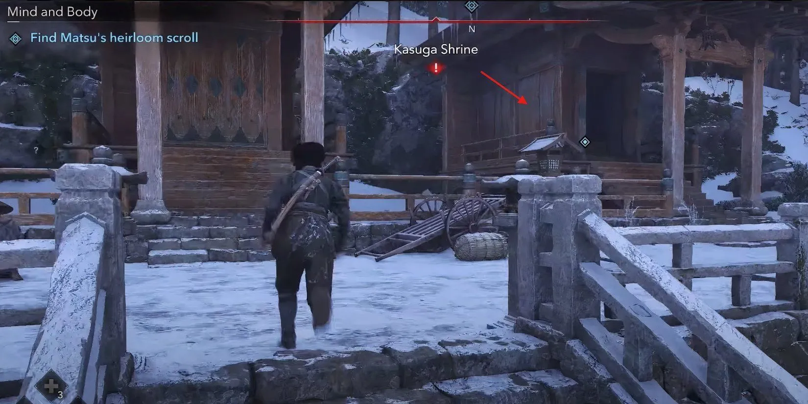 Naoe tìm kiếm cuộn thư ninja ẩn giấu trong Assassins Creed Shadows
