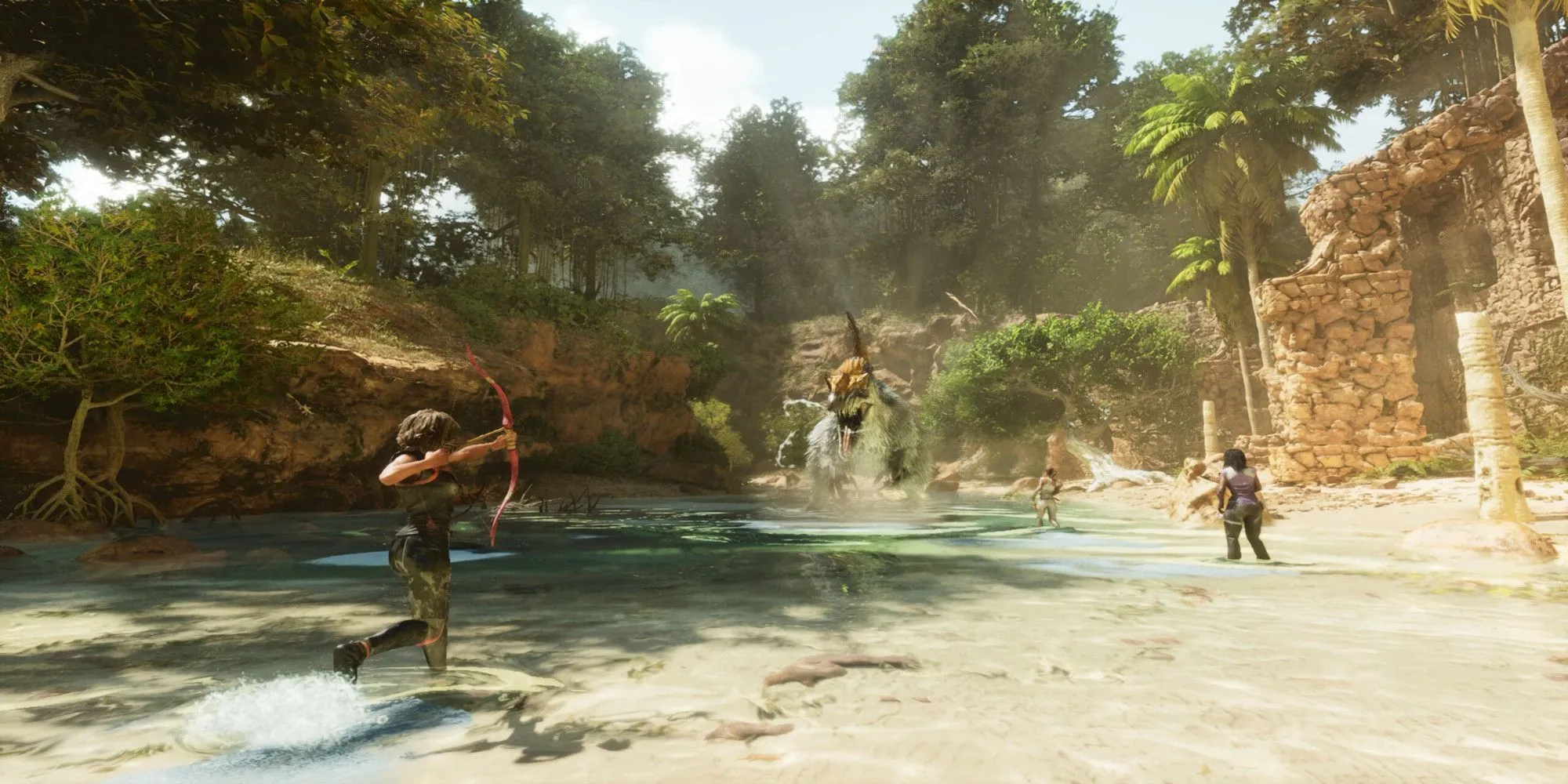 Người chơi chiến đấu với Yuty trong Ark: Survival Ascended