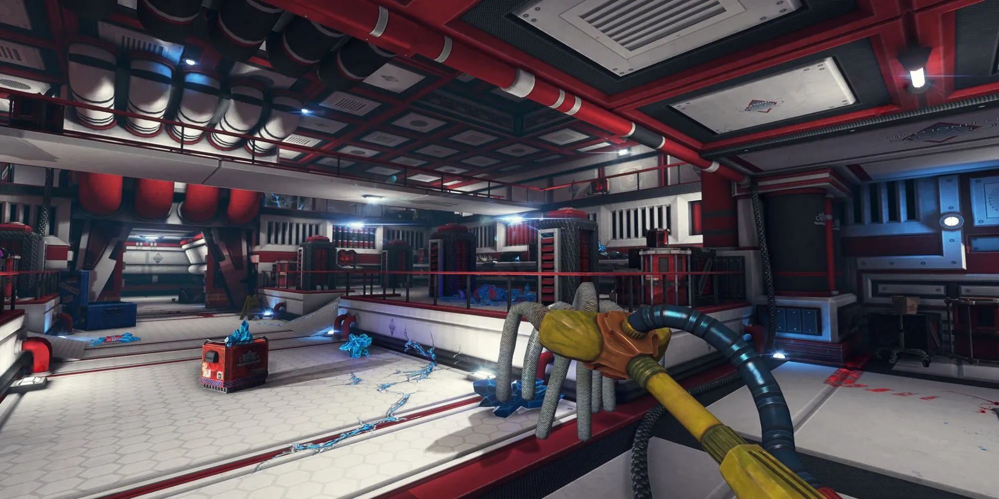 Người chơi đang dọn dẹp hiện trường vụ án đầy máu me trong game mô phỏng Viscera Cleanup Detail