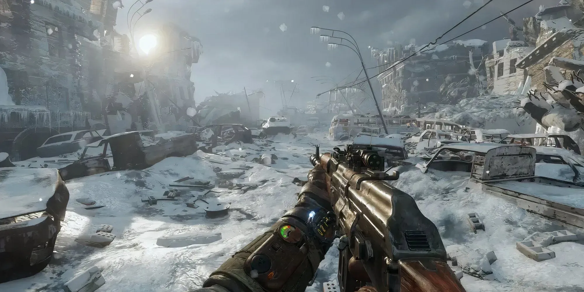 Người chơi khám phá vùng đất hoang tàn phủ đầy tuyết trong Metro Exodus