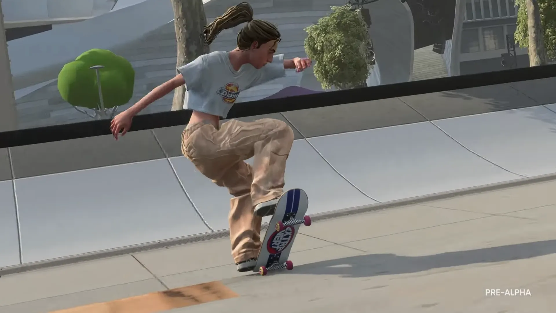 Người chơi thực hiện động tác grind trên đường ray trong game Skate mới