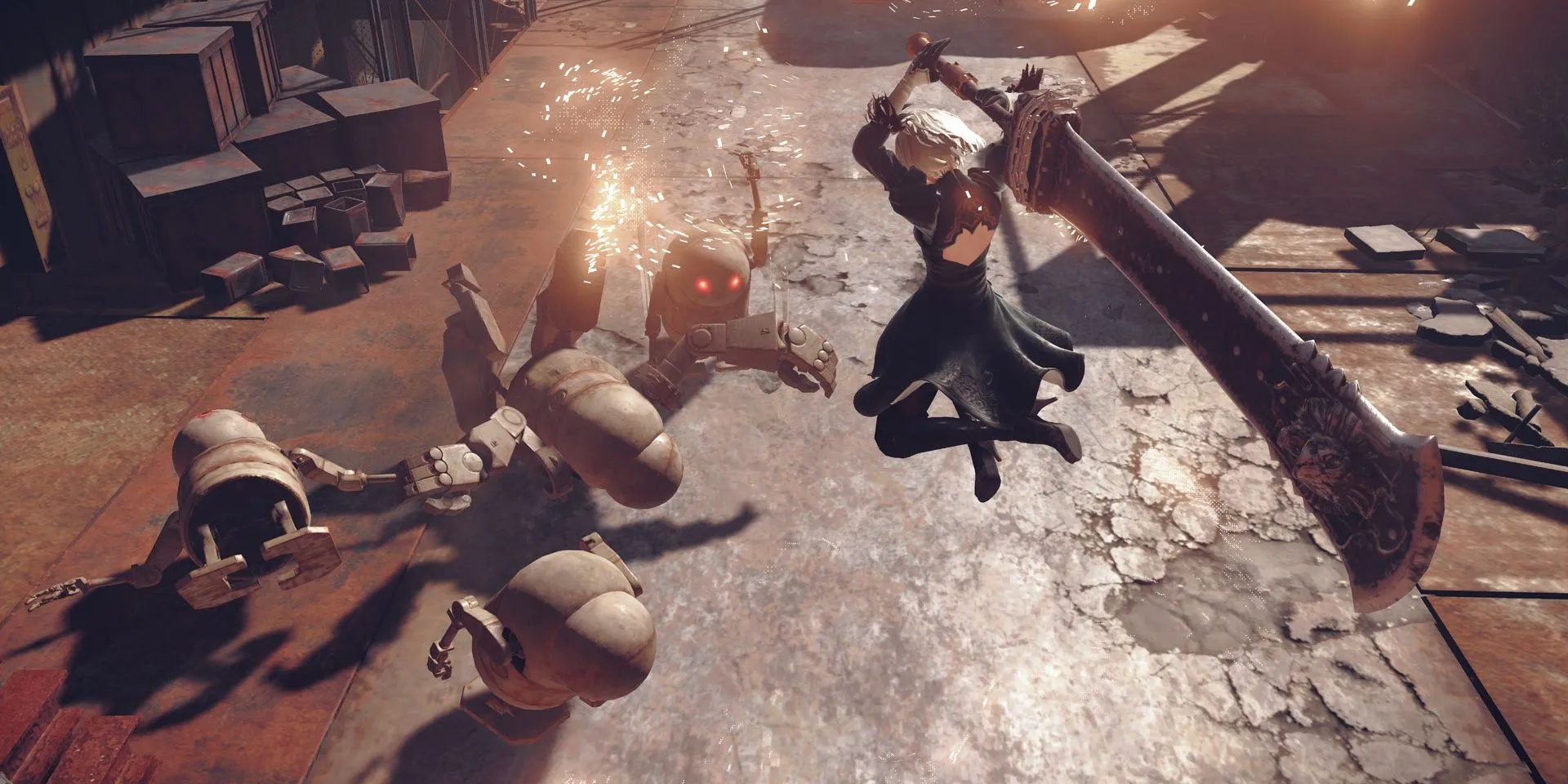 Nhân vật 2B vung kiếm trong game NieR Automata