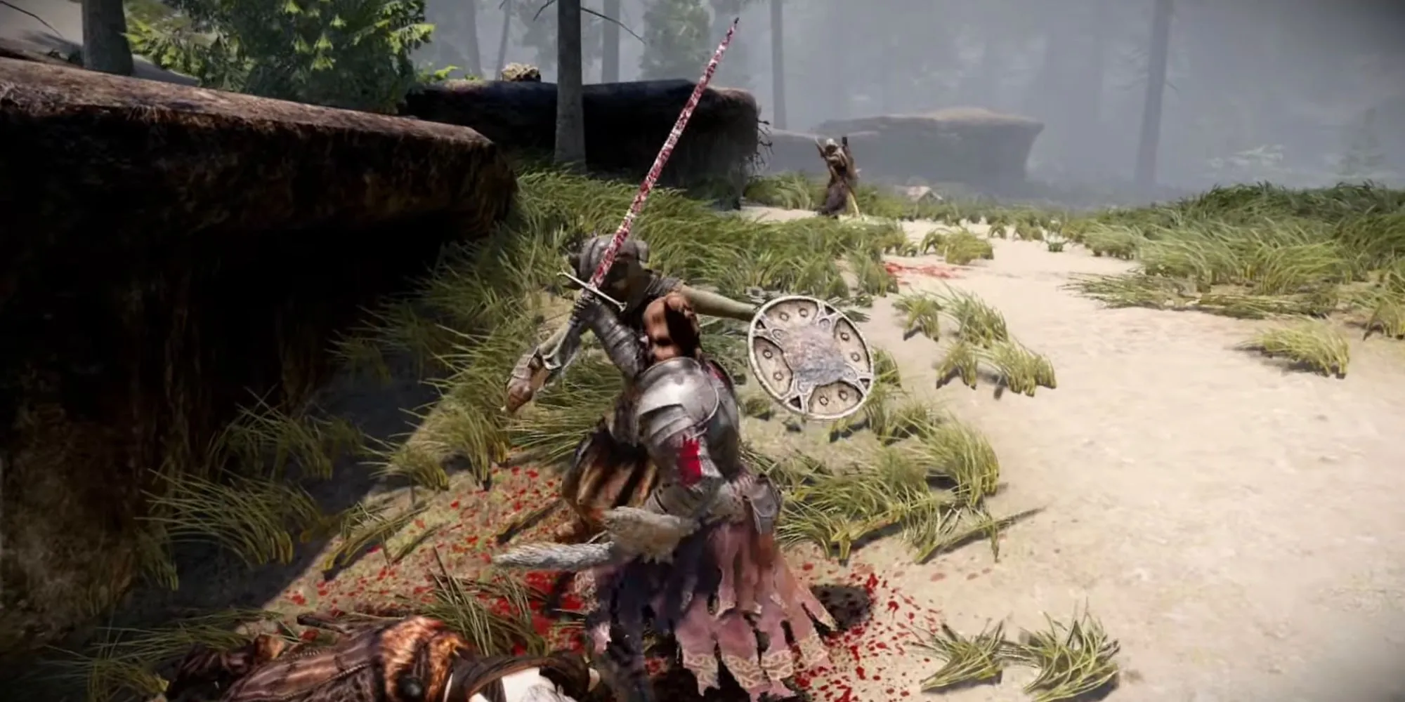 Nhân vật chiến binh được mod trong game Skyrim thực hiện đòn cận chiến