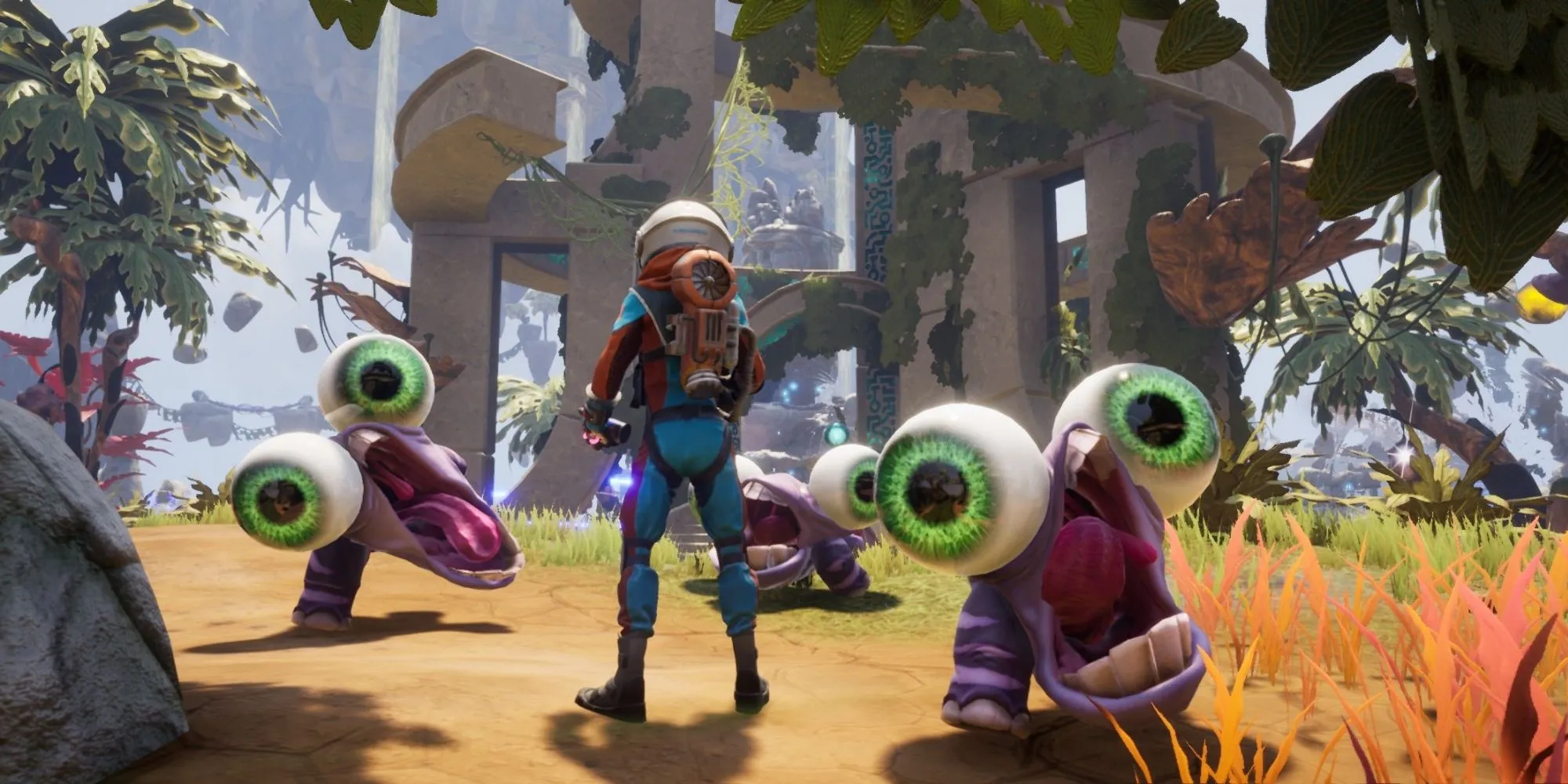 Nhân vật chính khám phá thế giới ngoài hành tinh đầy màu sắc trong Journey to the Savage Planet