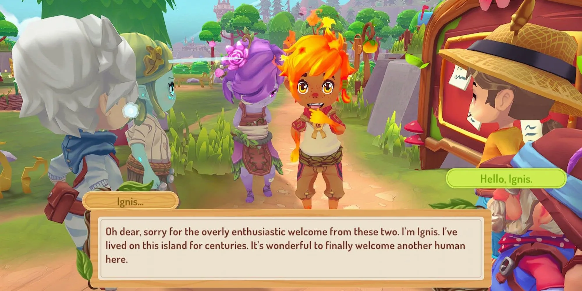 Nhân vật Ignis trong game Sugardew Island với phong cách chibi